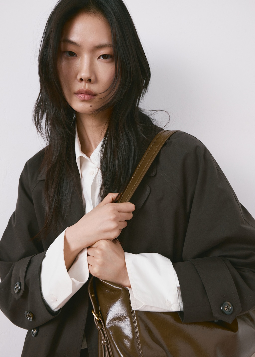 Mango Long double-breasted trench coat