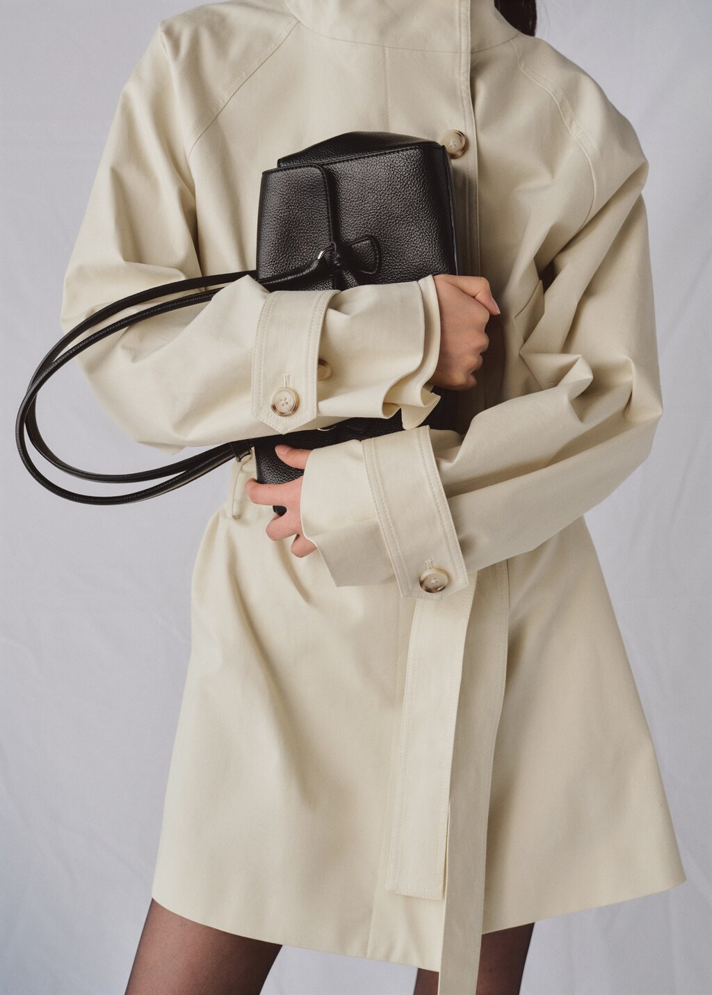 Mango Funnel neck trench with belt thumbnail