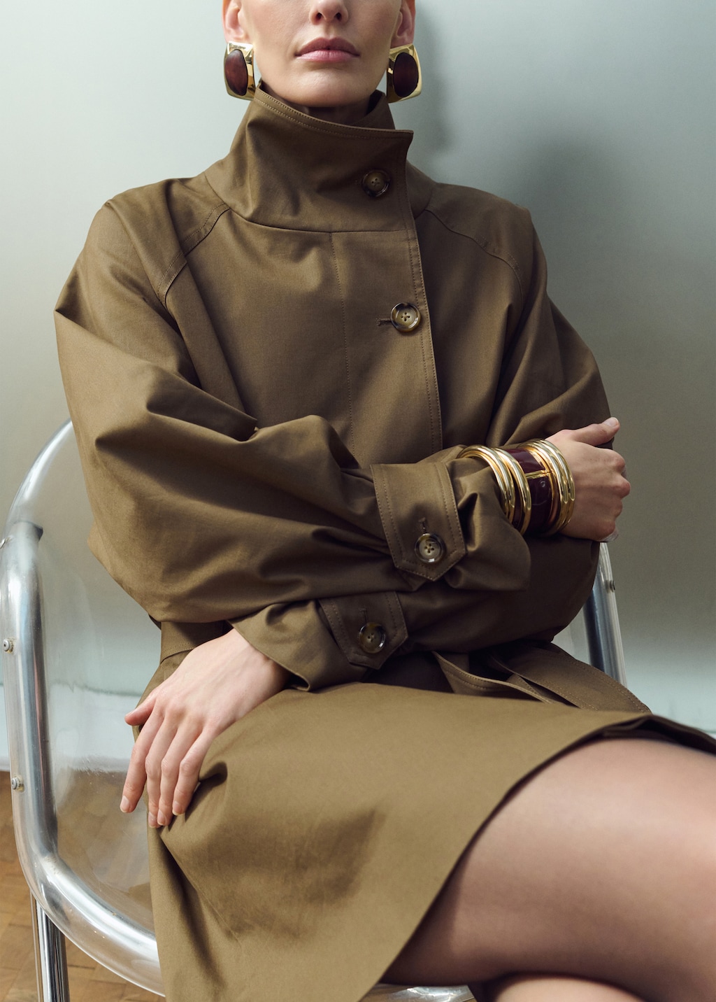 Funnel neck trench with belt - image 4