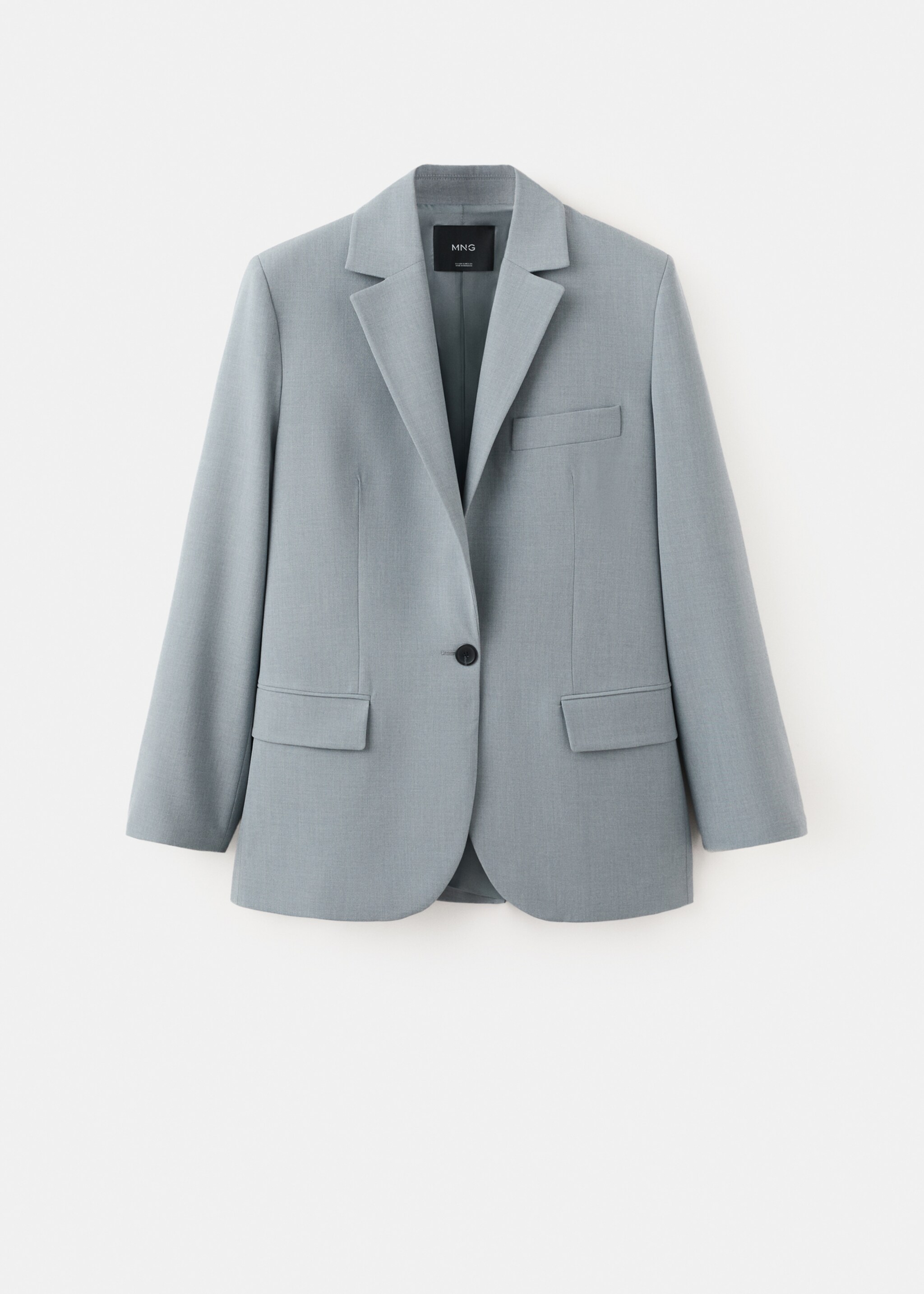 بليزر بدلة مستقيمة بجيوب وطيّة طيّة - منتج دون نموذج, أزرق. Ref: 27044789-00.