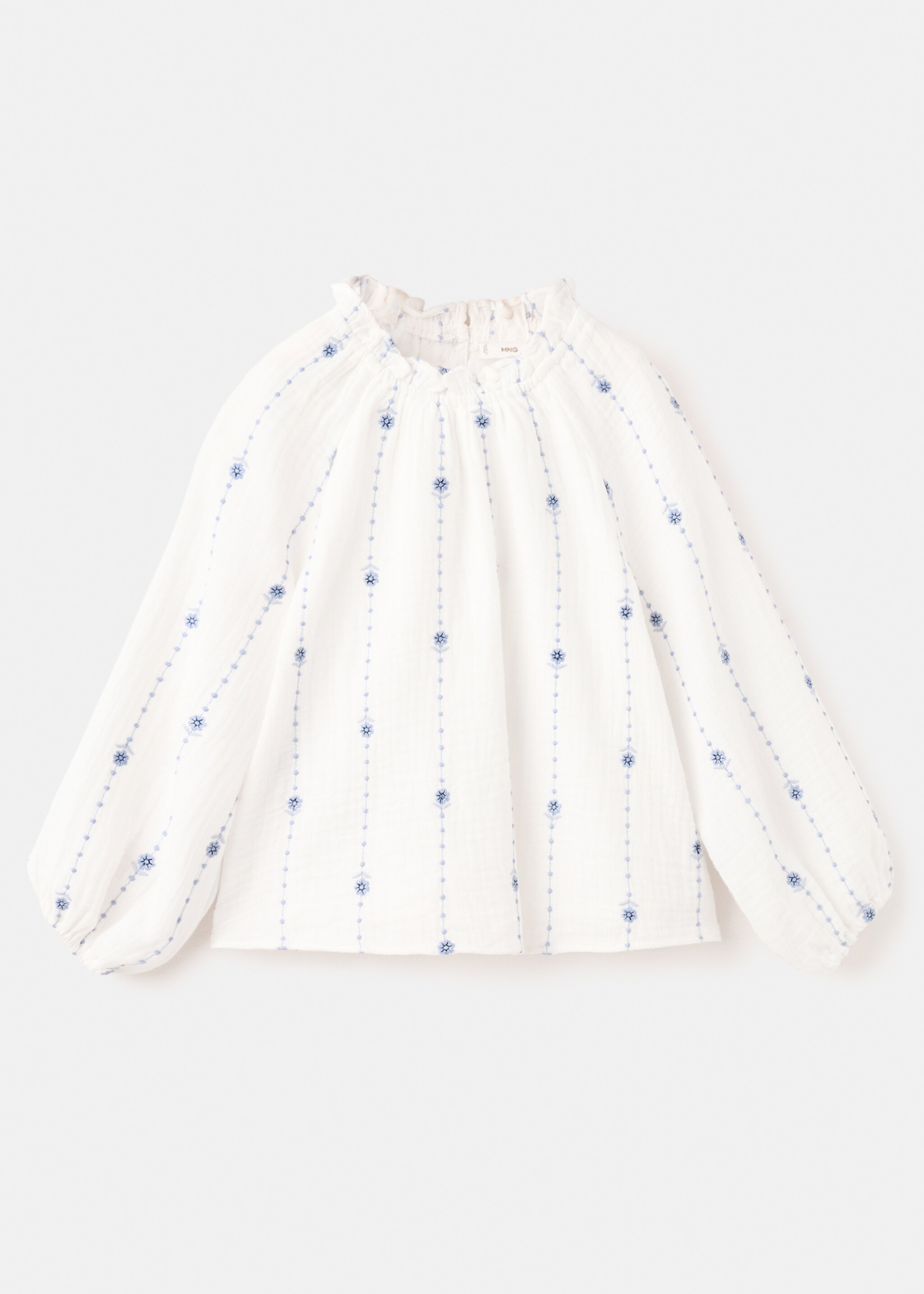 Flower-embroidered cotton blouse - Article without model, White. Ref: 27045147-00.