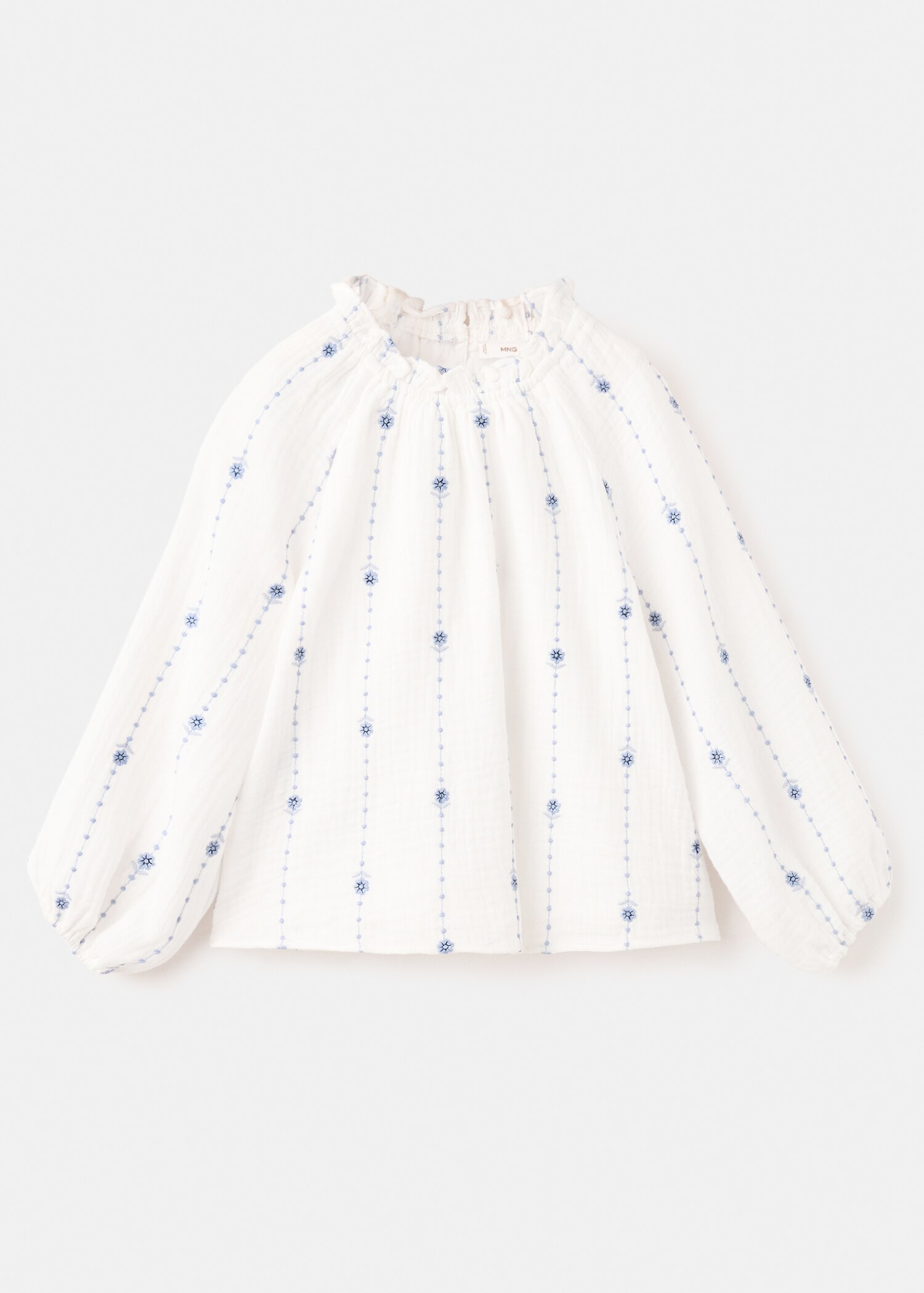 Flower-embroidered cotton blouse - Article without model