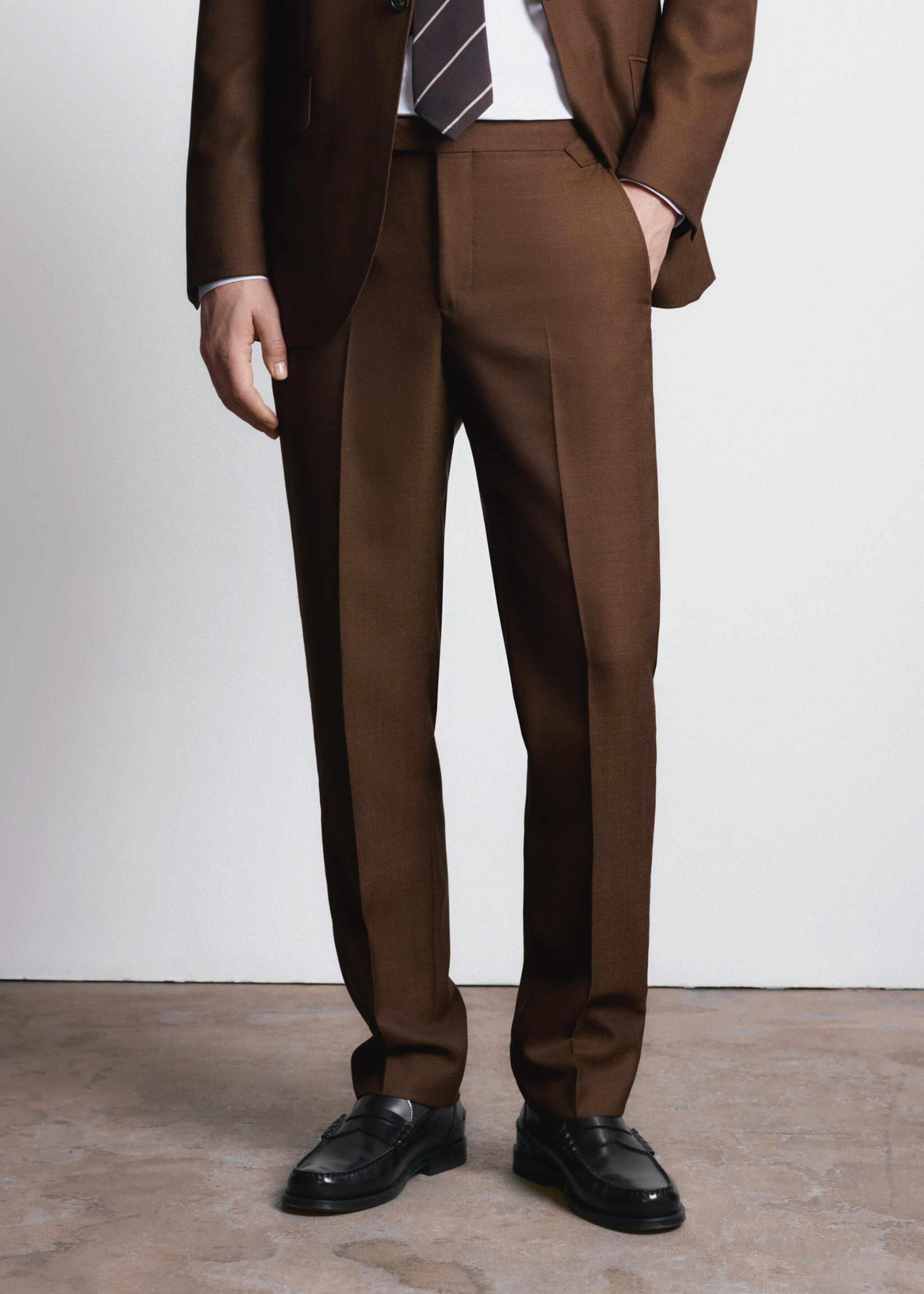 Slim fit trousers 100% wool Vitale Barberis Canonico® - Medium plane, Ochre. Ref: 27045149-00.