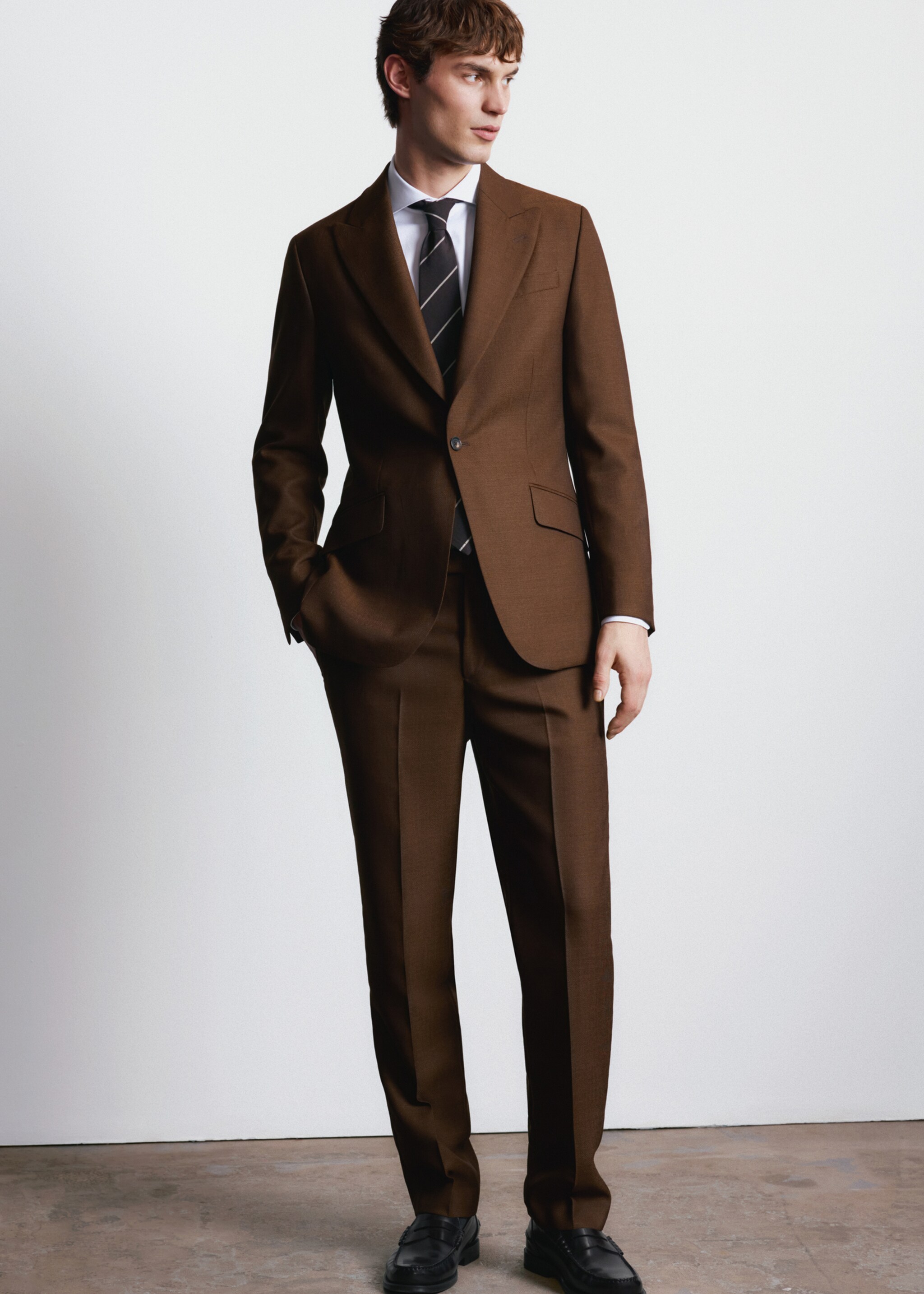 Slim fit trousers 100% wool Vitale Barberis Canonico® - Details of the article 4, Ochre. Ref: 27045149-00.