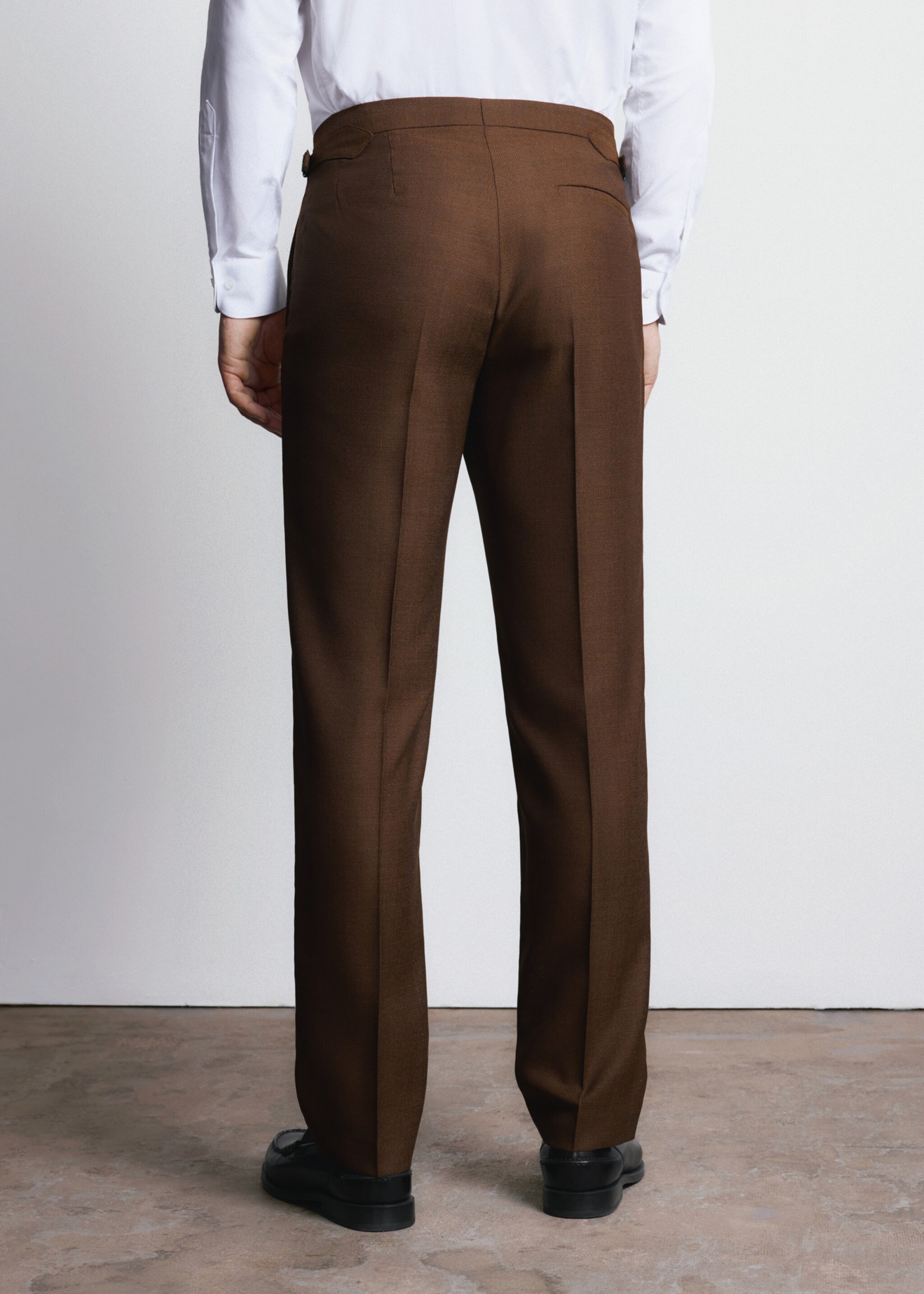 Slim fit trousers 100% wool Vitale Barberis Canonico® - Reverse of the article, Ochre. Ref: 27045149-00.