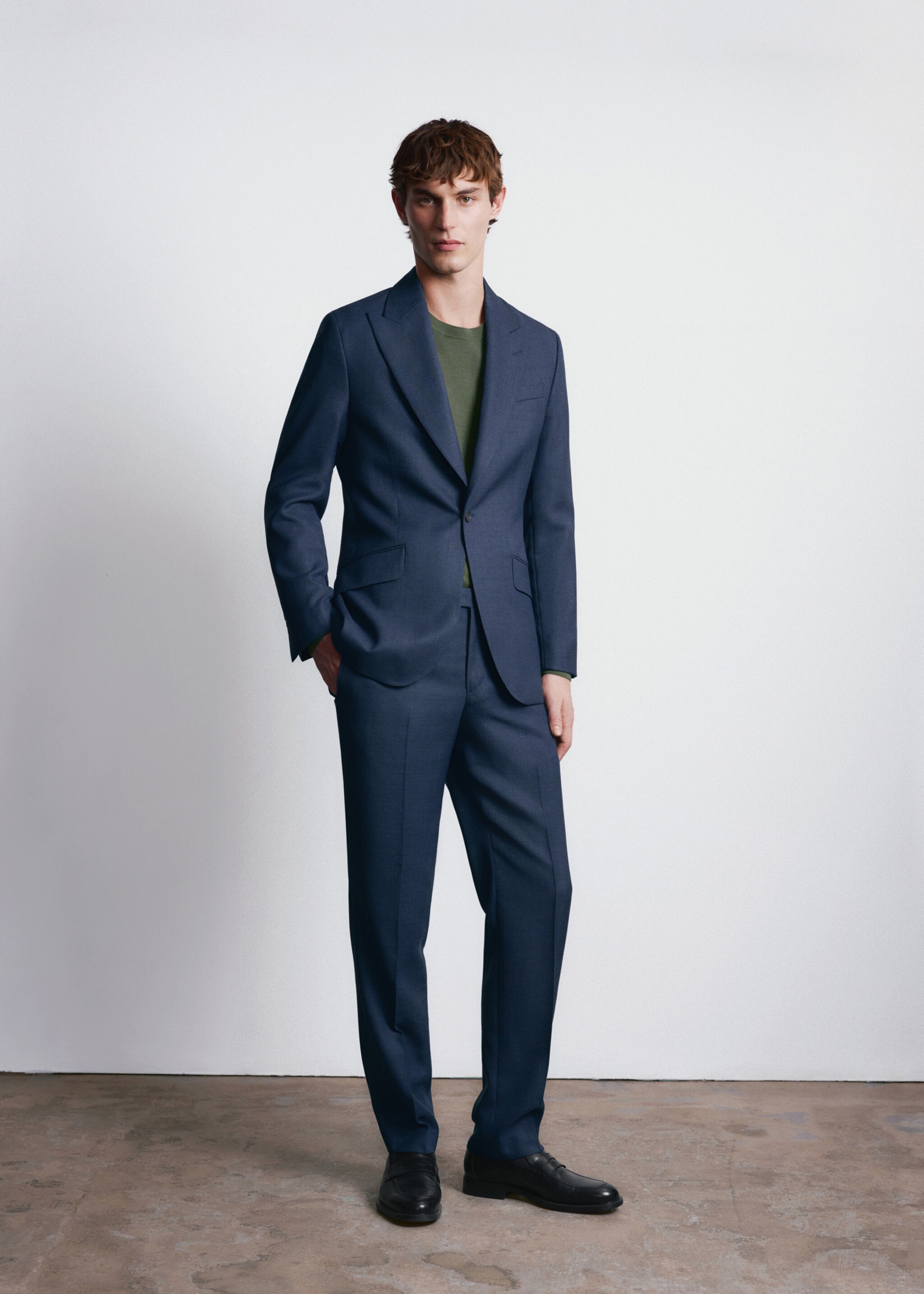 Slim fit trousers 100% wool Vitale Barberis Canonico® - Details of the article 4, Blue. Ref: 27045150-00.