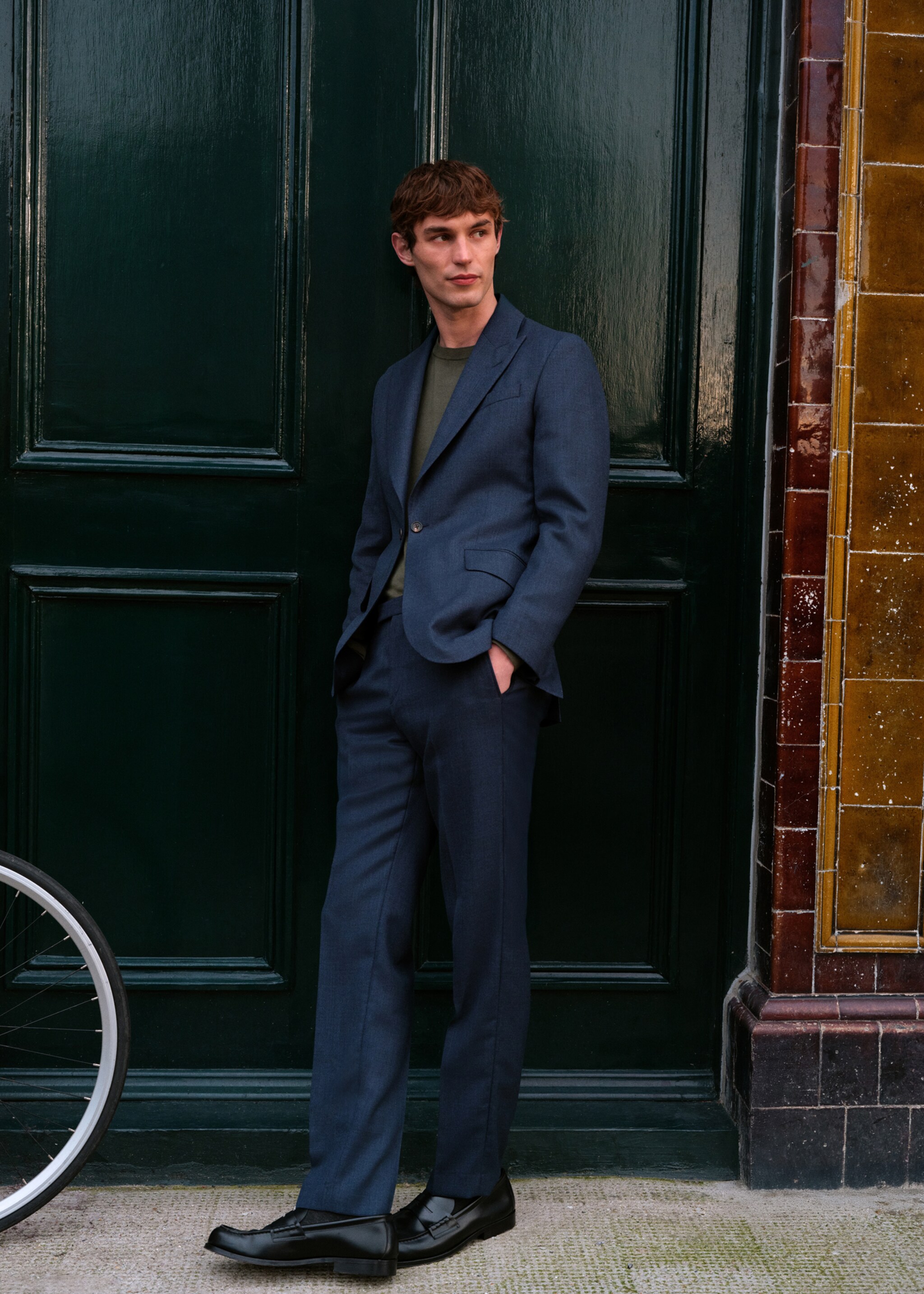 Slim fit trousers 100% wool Vitale Barberis Canonico® - Details of the article 5, Blue. Ref: 27045150-00.