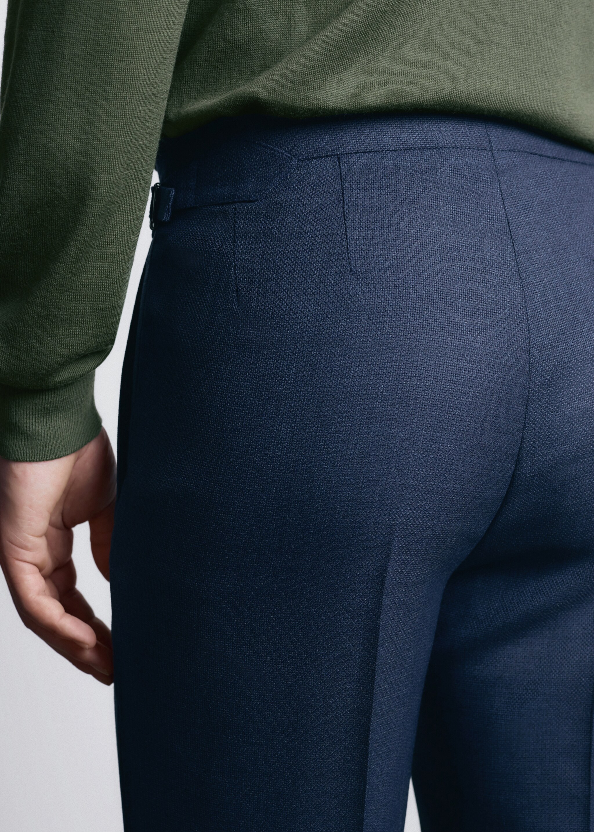 Slim fit trousers 100% wool Vitale Barberis Canonico® - Details of the article 6, Blue. Ref: 27045150-00.