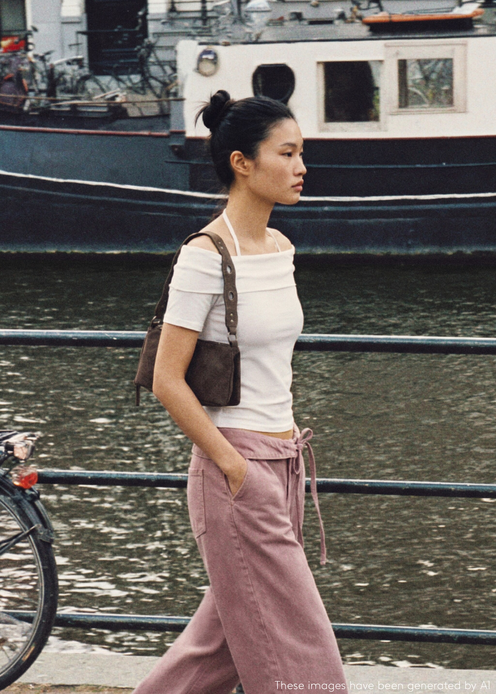 Straight-leg jeans with bow detail - Details of the article 5, Purple. Ref: 27045158-00.