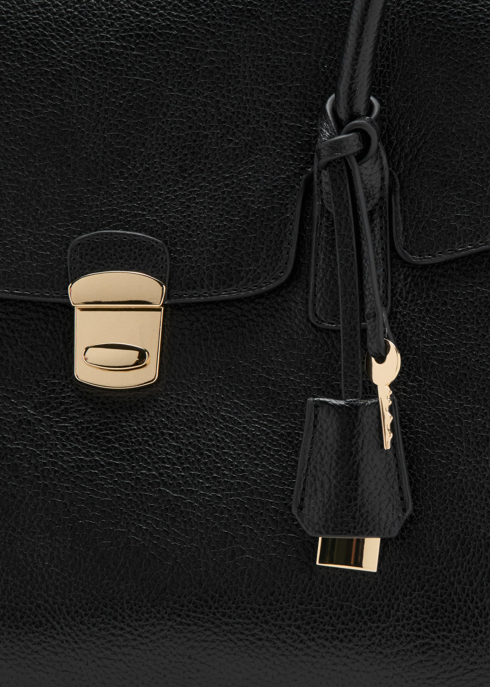 Medium city handbag with flap - Details of the article 2, Black. Ref: 27045166-00.