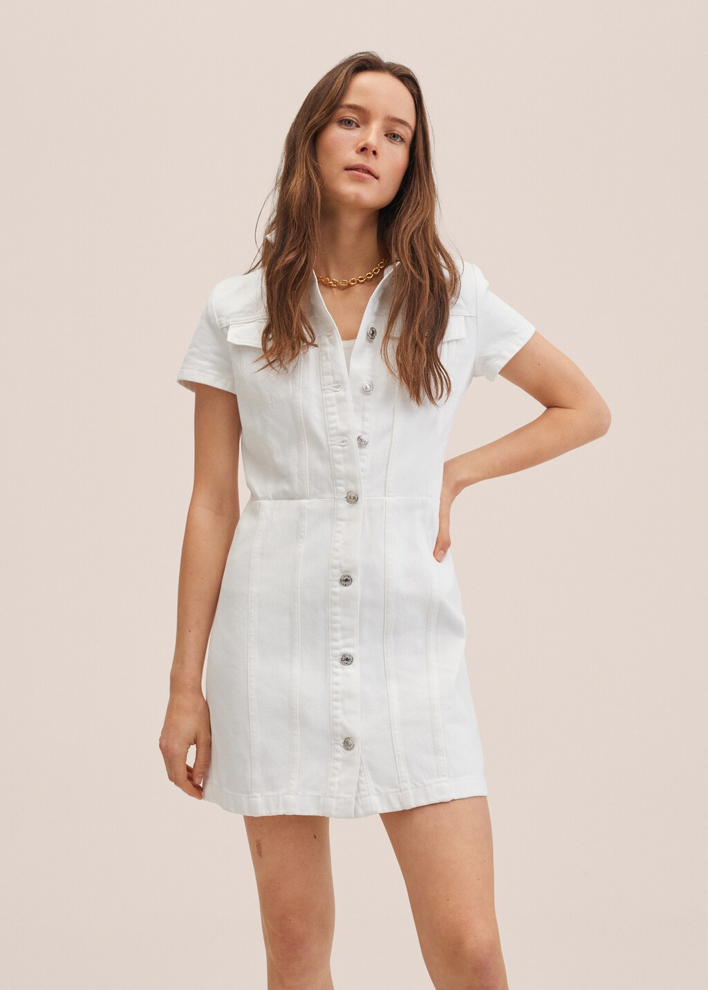 Mango pocket denim shirt dress deals