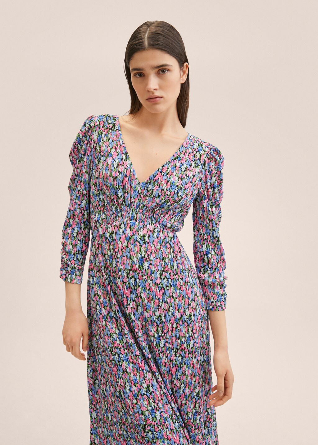 Printed pleated dress Women MANGO Taiwan area