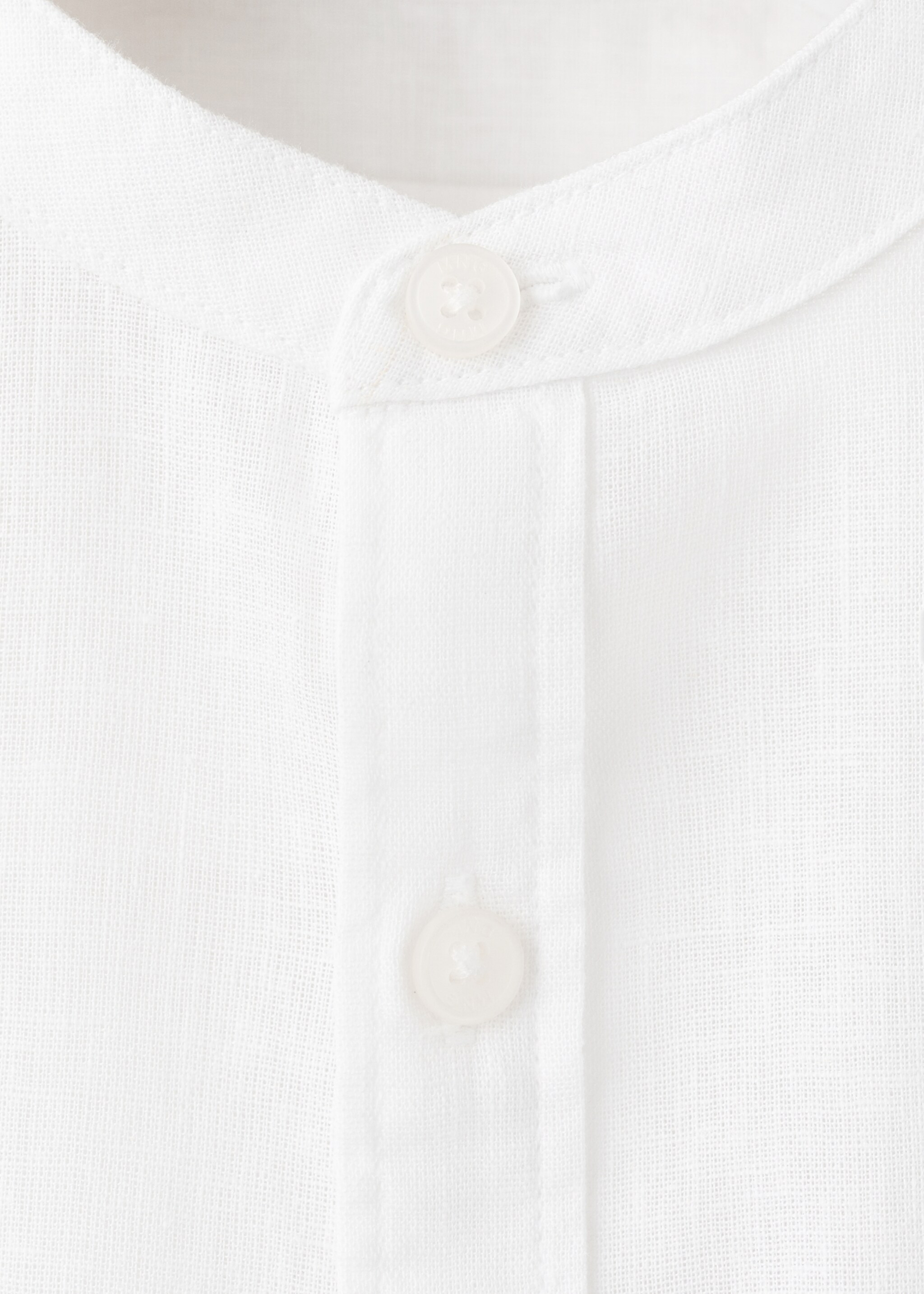 Linen-blend shirt - Details of the article 8, White. Ref: 27045809-00.