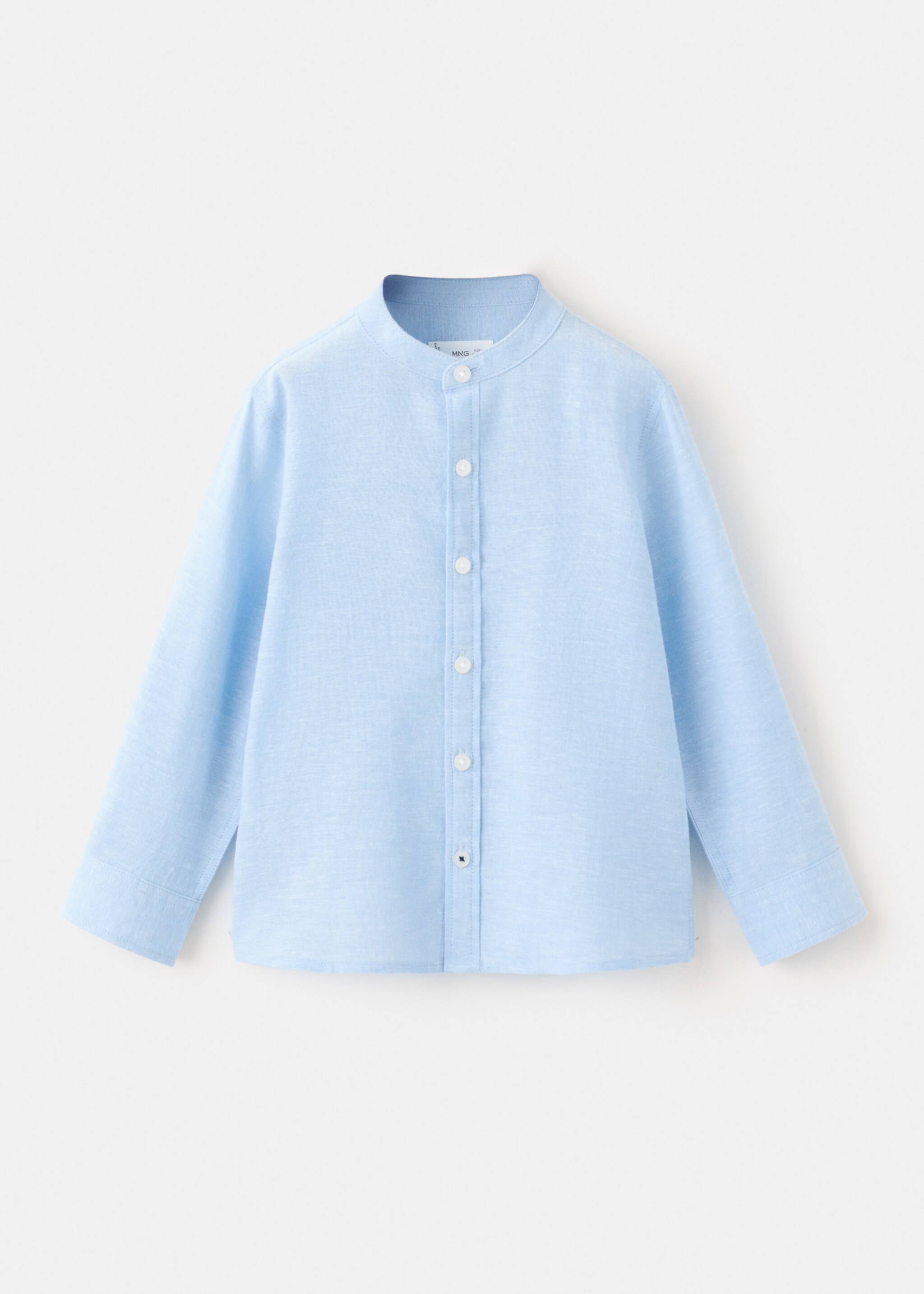 Linen-blend shirt - Article without model, Sky Blue. Ref: 27045809-00.