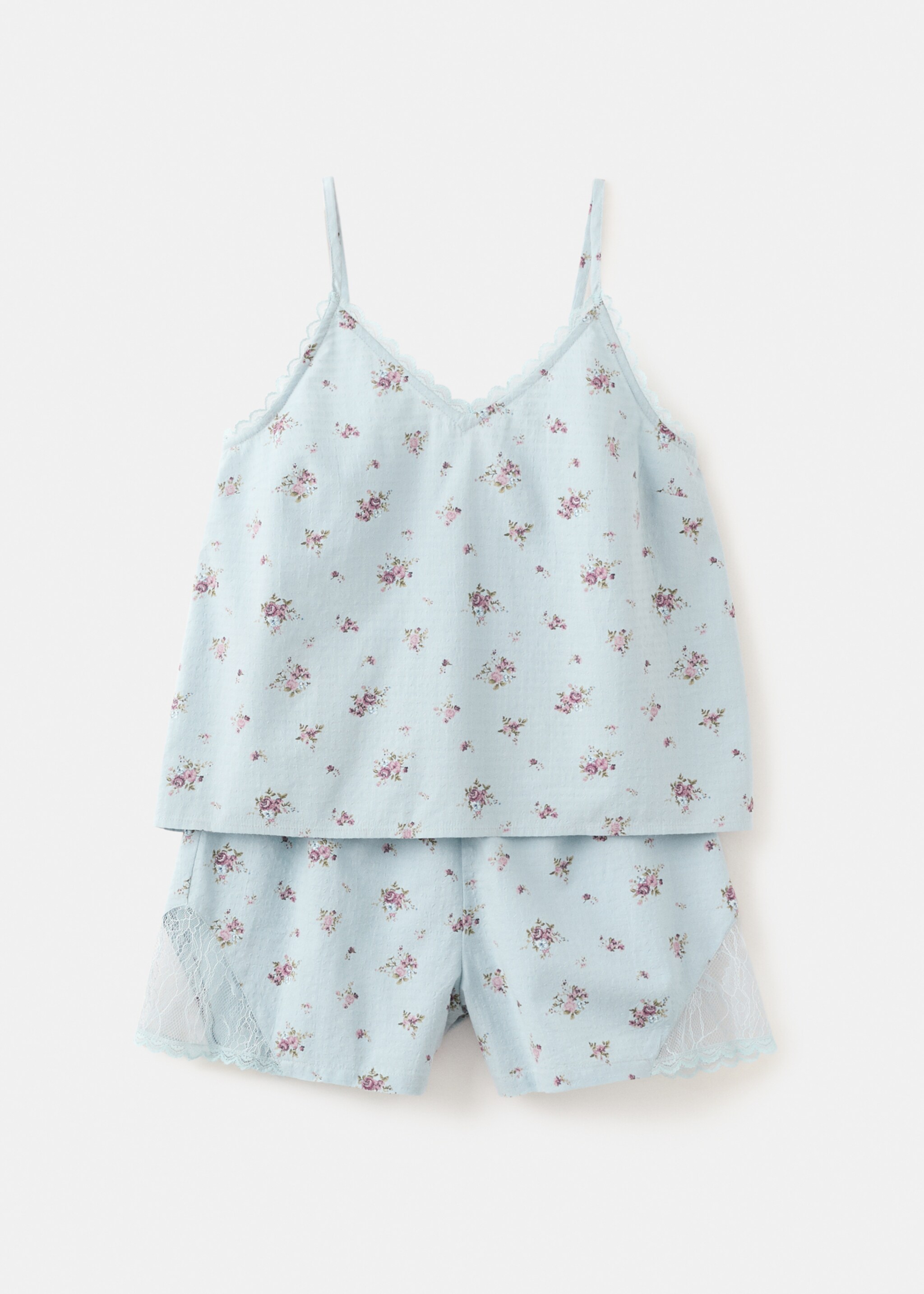 بيجاما قطنية بأزهار - منتج دون نموذج, أزرق سماوي. Ref: 27045810-00.