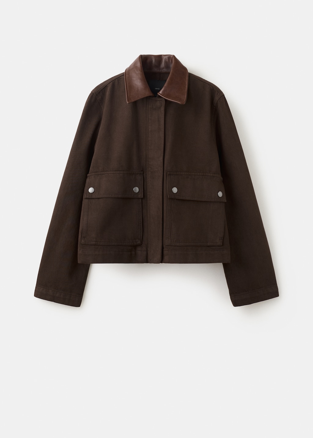 Denim barn jacket with contrasting collar - image 2