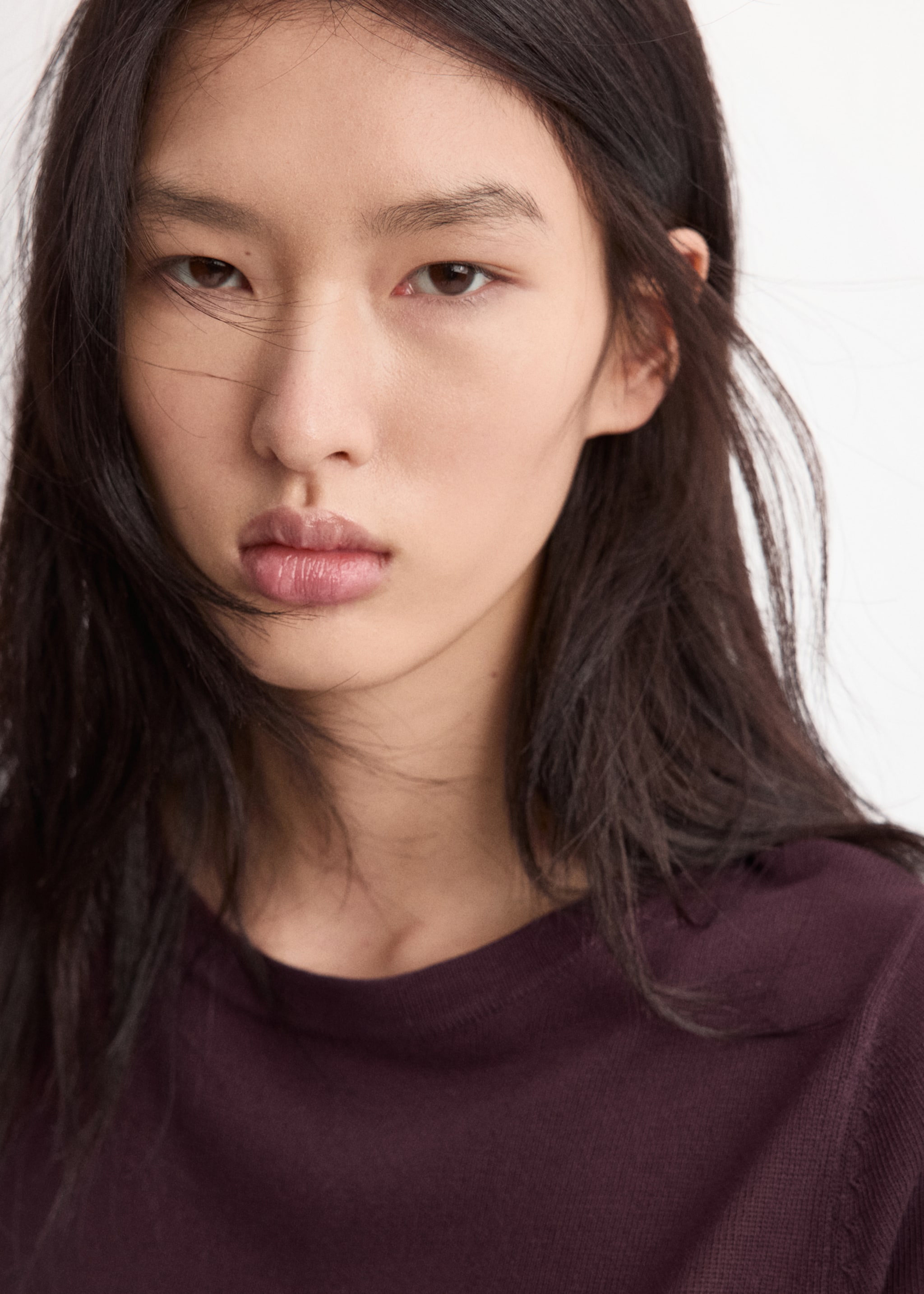 Short-sleeved knitted sweater - Details of the article 1, Wine. Ref: 27045820-00.