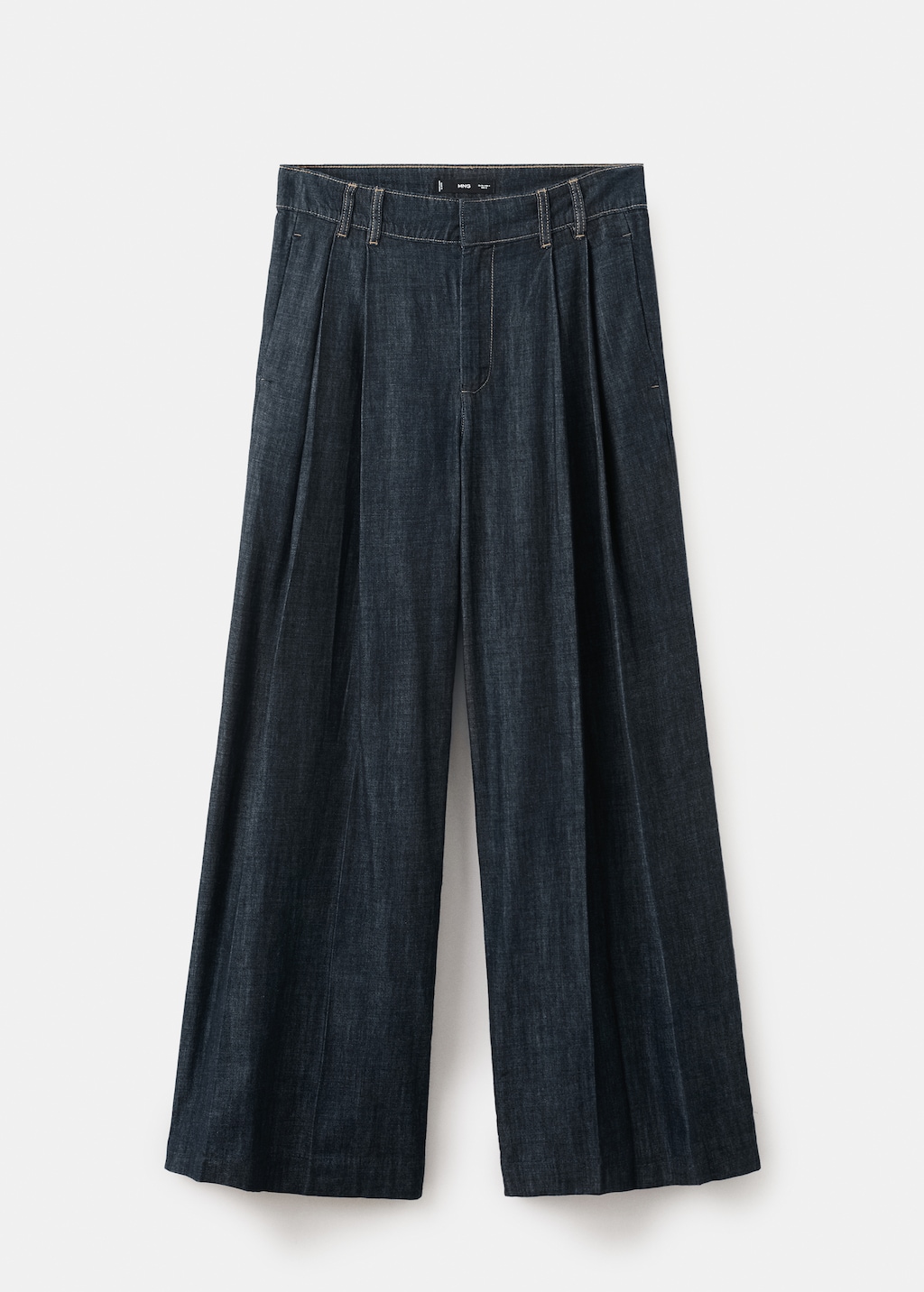 Wide leg denim trousers with belt loops - image 2