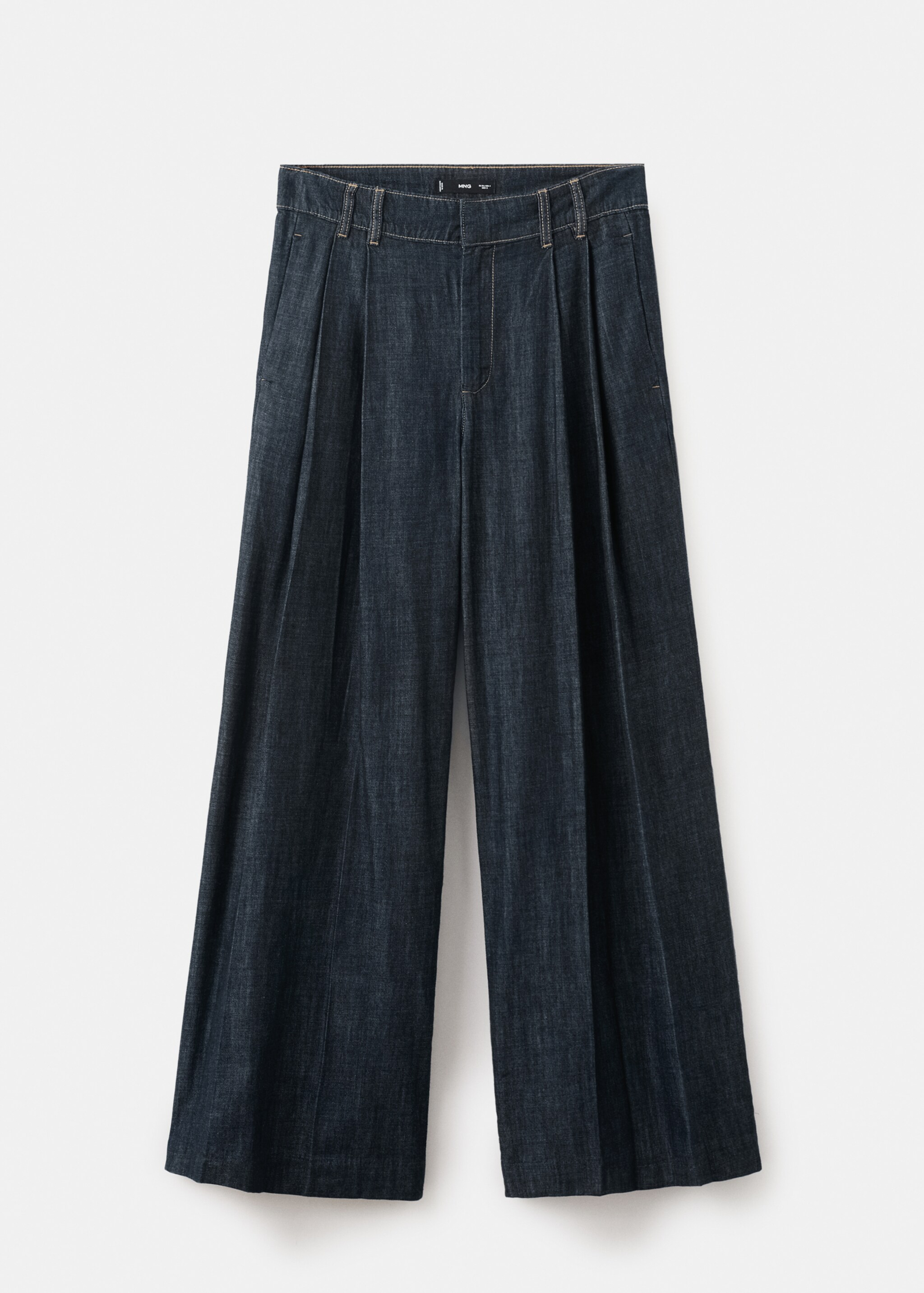 Wide leg denim trousers with belt loops - Article without model, Open Blue. Ref: 27045823-00.