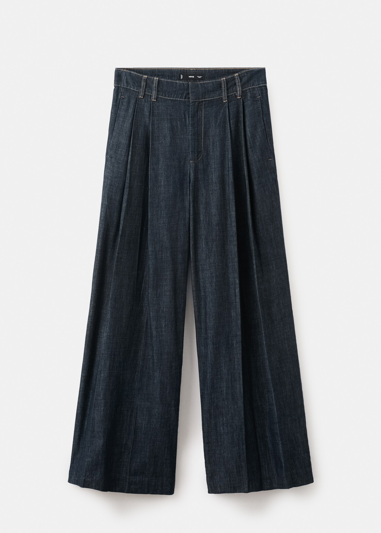 Wide leg denim trousers with belt loops - Article without model