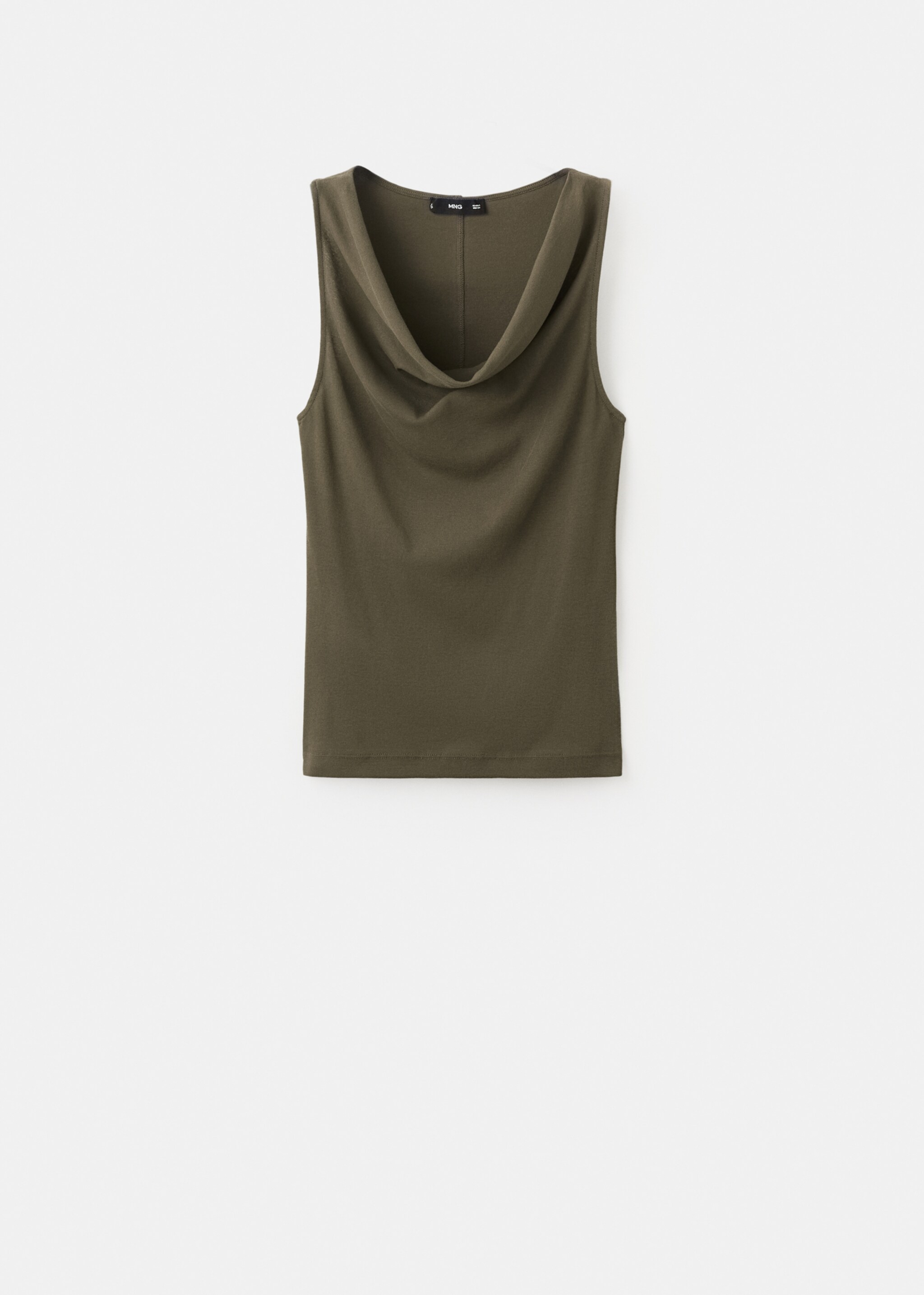 Fitted top with draped neckline - Article without model, Khaki. Ref: 27045825-00.