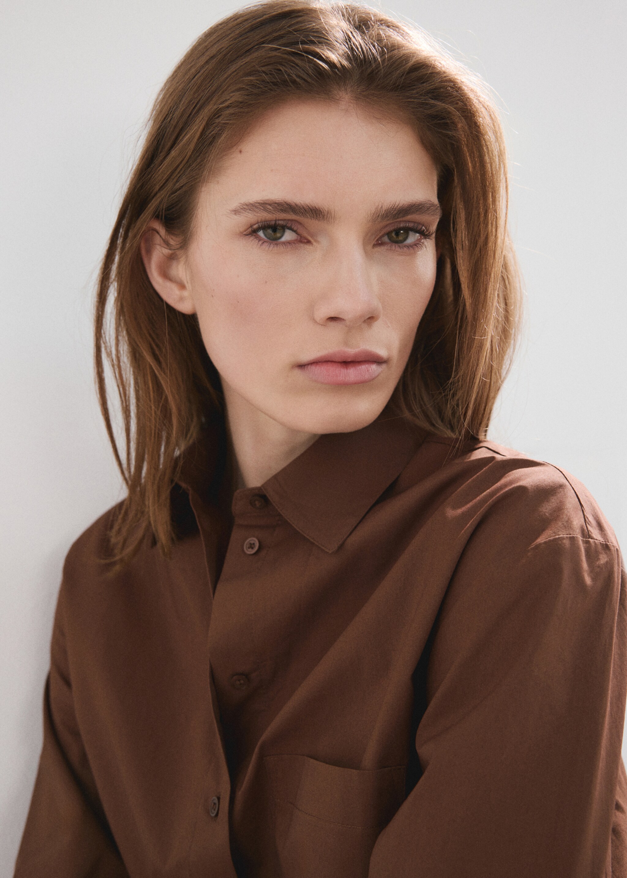 Chemise coton rayures - Détail de l'article 1, Marron. Ref: 27045829-00.