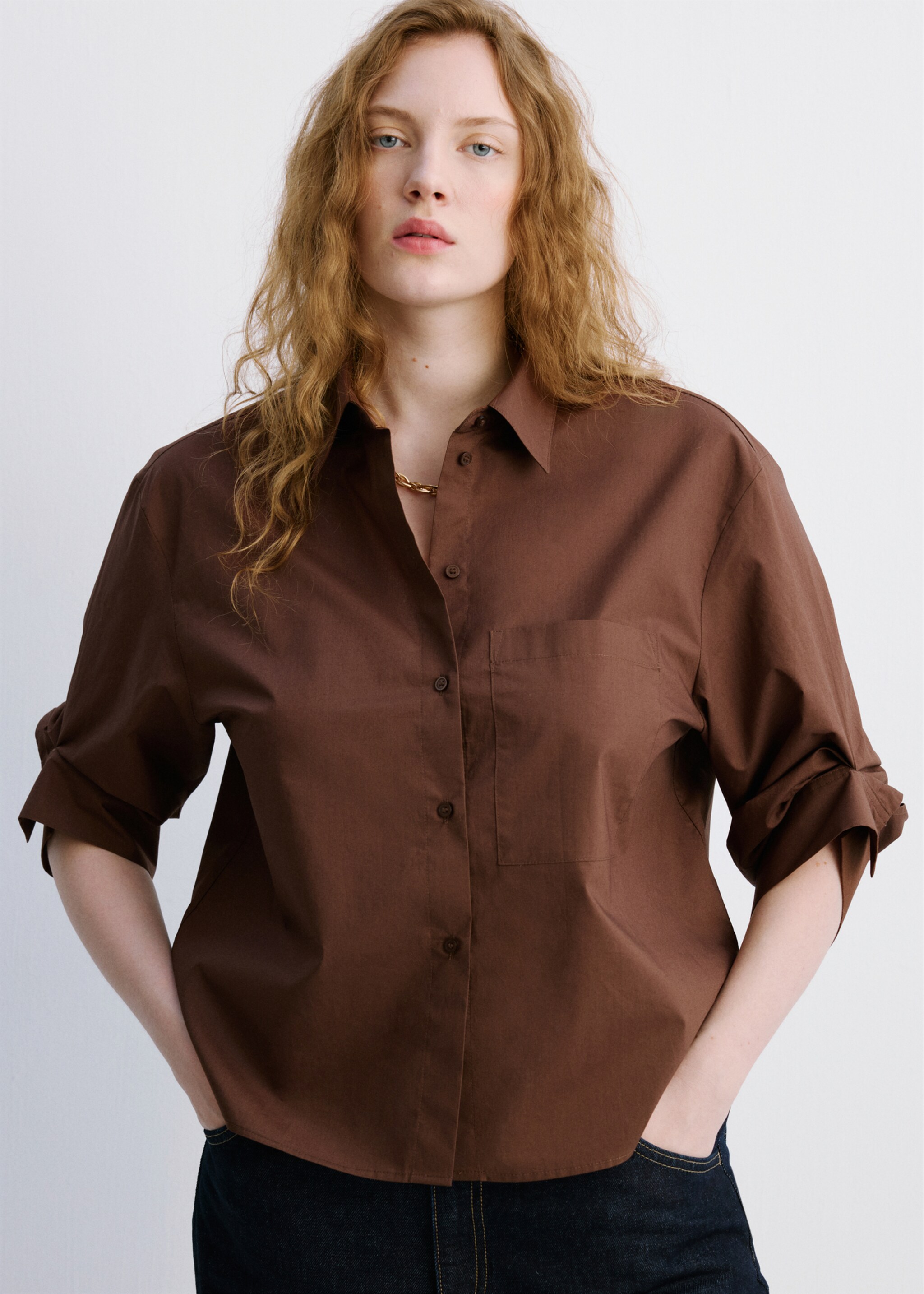 Chemise coton rayures - Détail de l'article 4, Marron. Ref: 27045829-00.