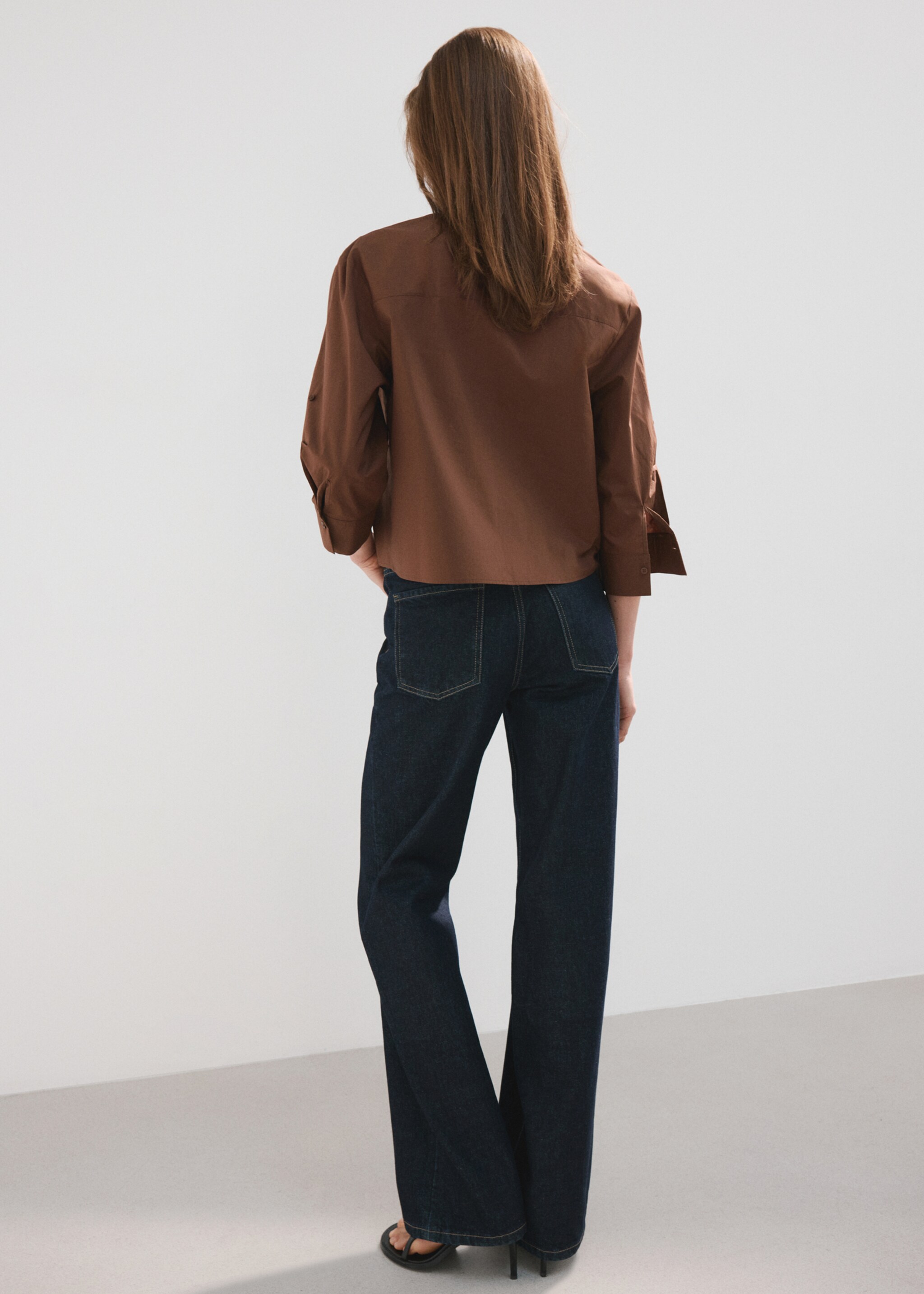 Chemise coton rayures - Verso de l’article, Marron. Ref: 27045829-00.