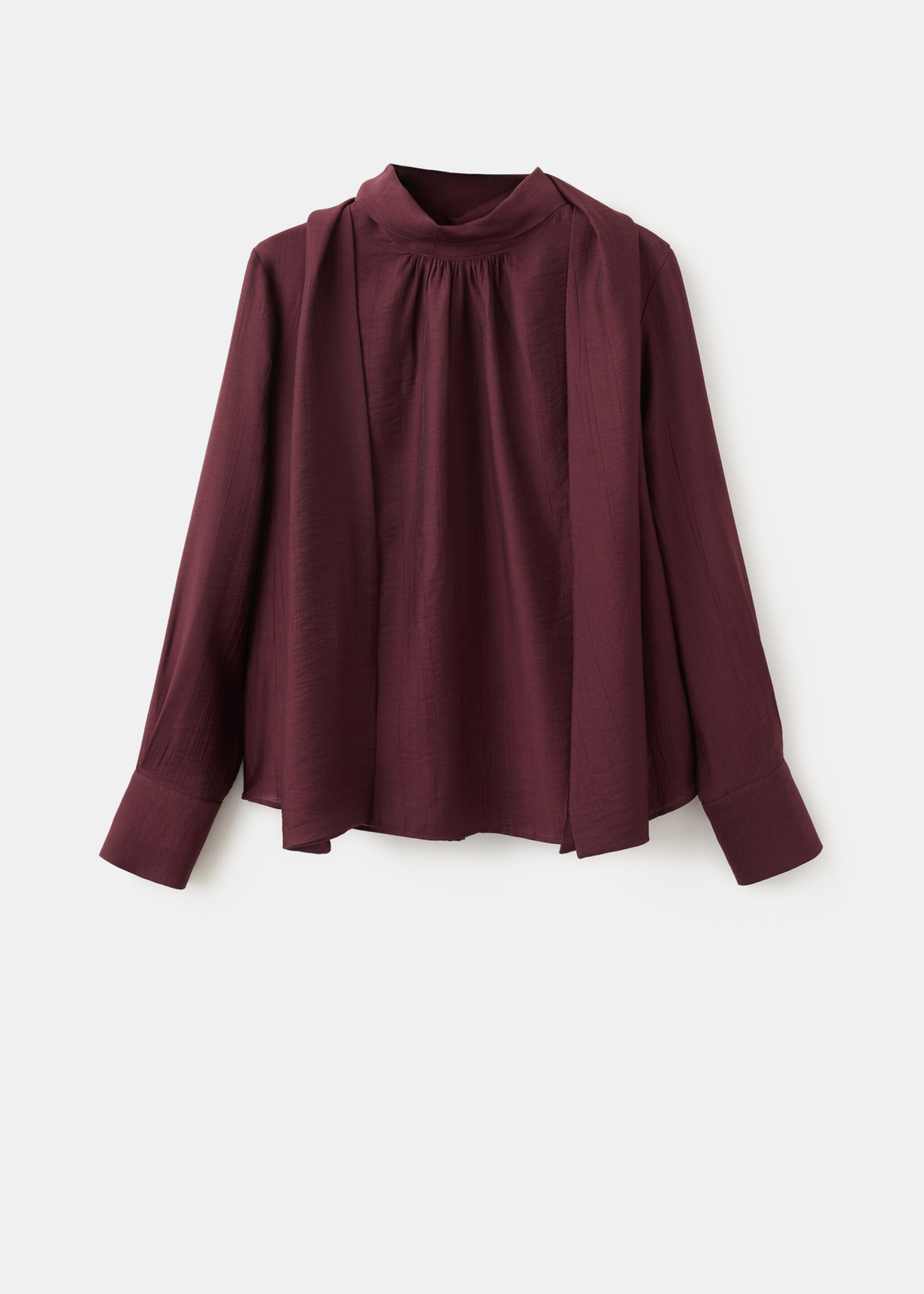 Блузка с длинными рукавами и воротником-шарфом - Изделие без модели, Гранатовый. Ref: 27045831-00.