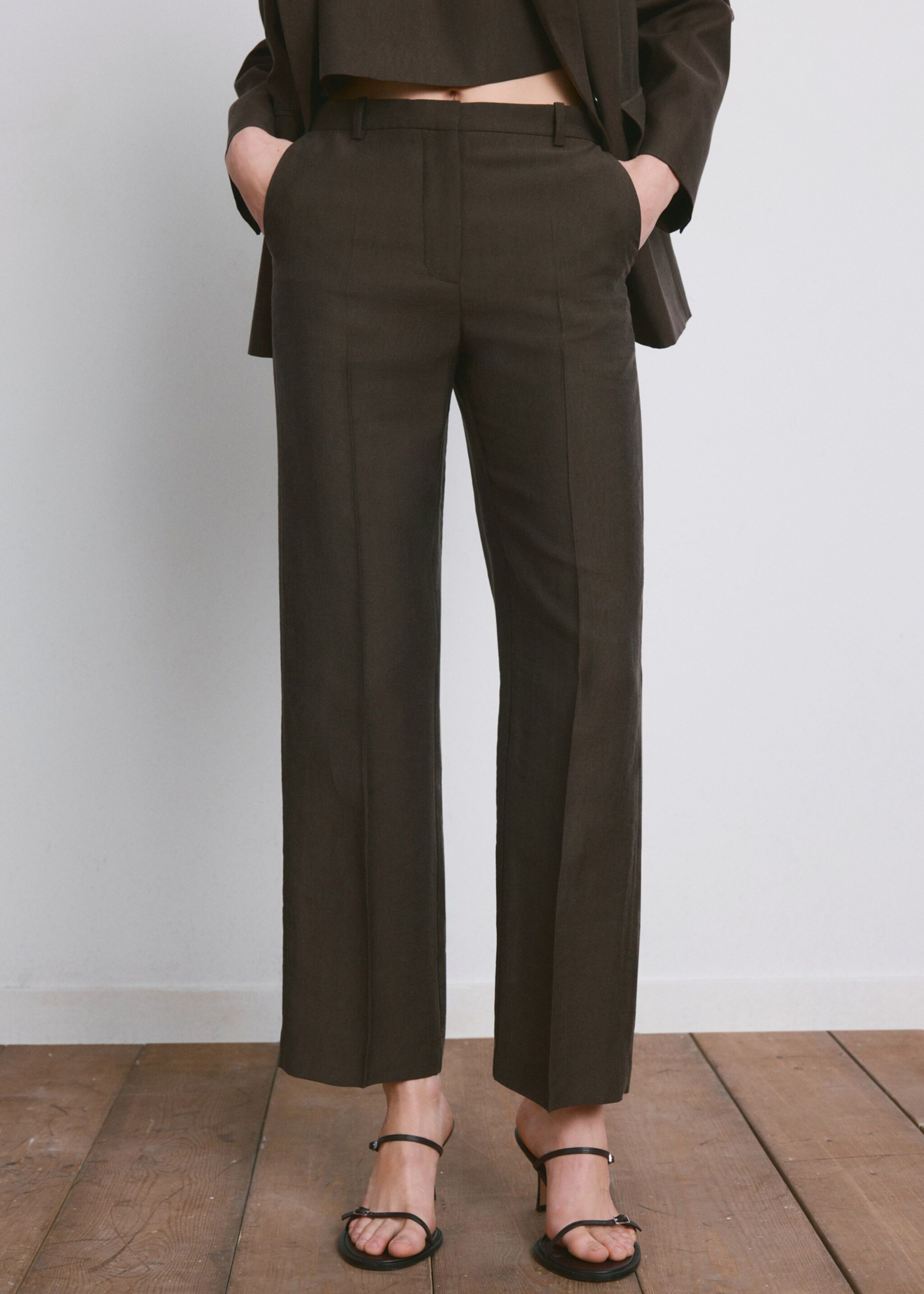 Mid-rise lyocell pants - Medium plane, Chocolate. Ref: 27045833-00.