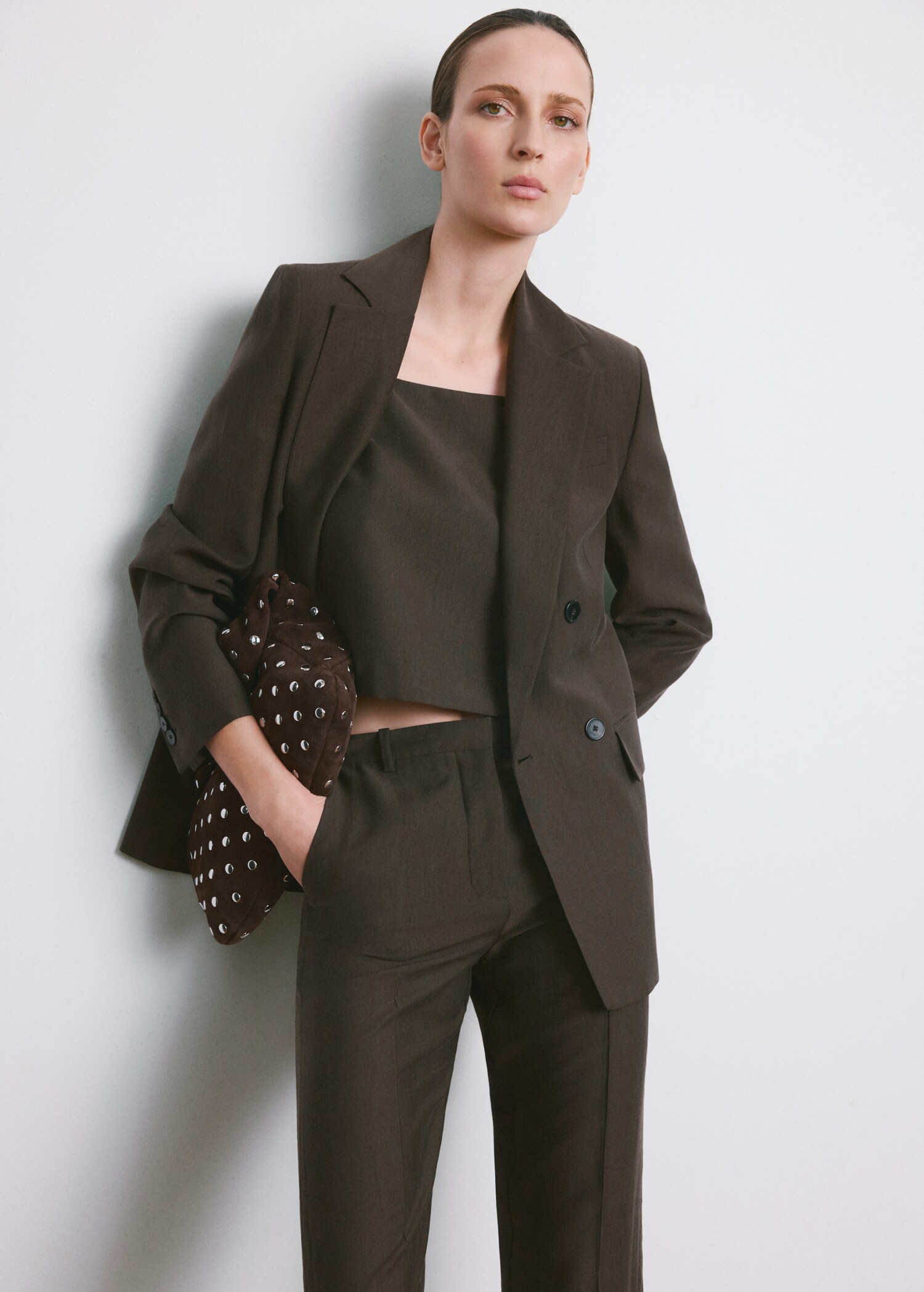 Mid-rise lyocell pants - Details of the article 1