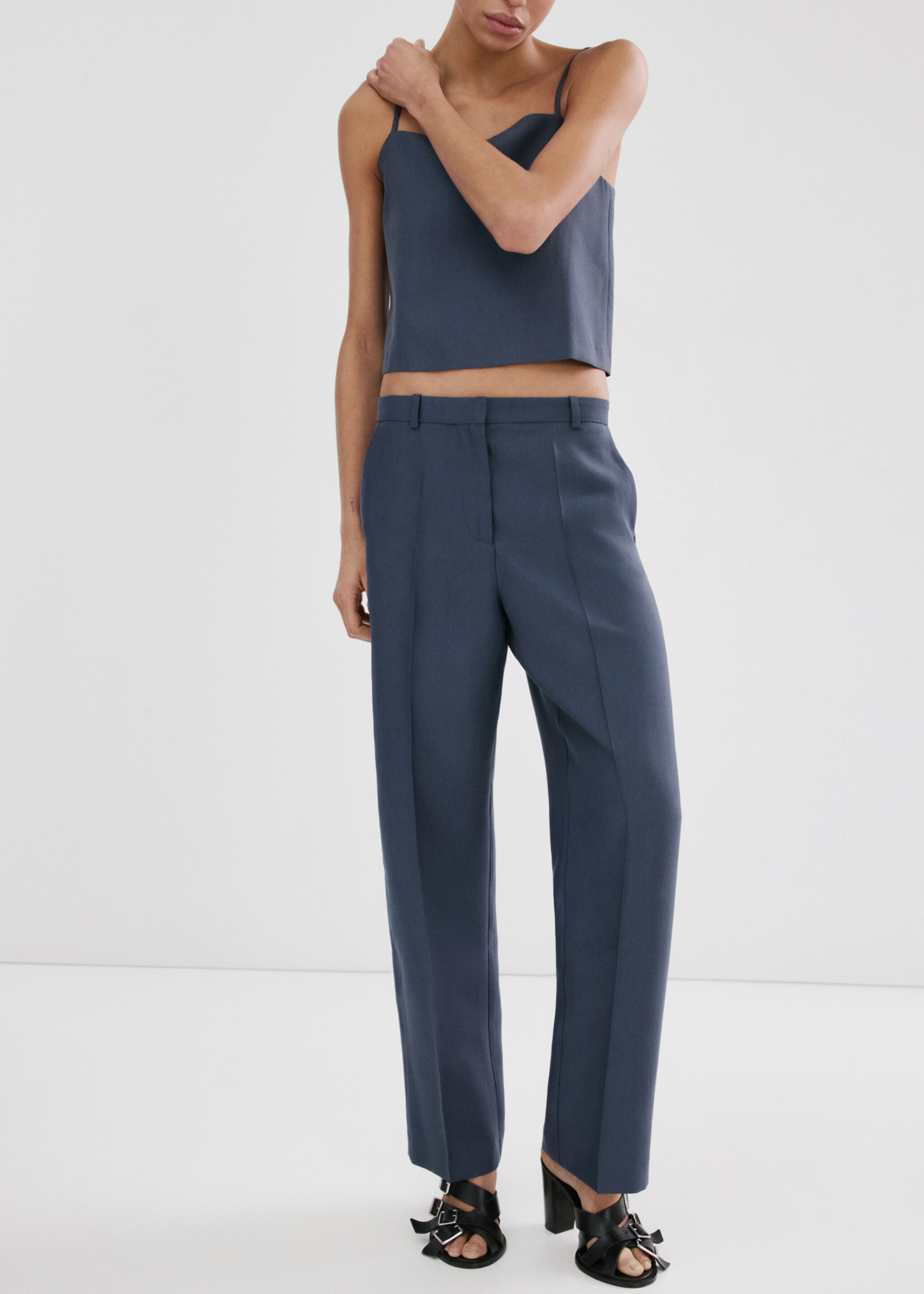 Mid-rise lyocell trousers - Medium plane, Blue. Ref: 27045833-00.