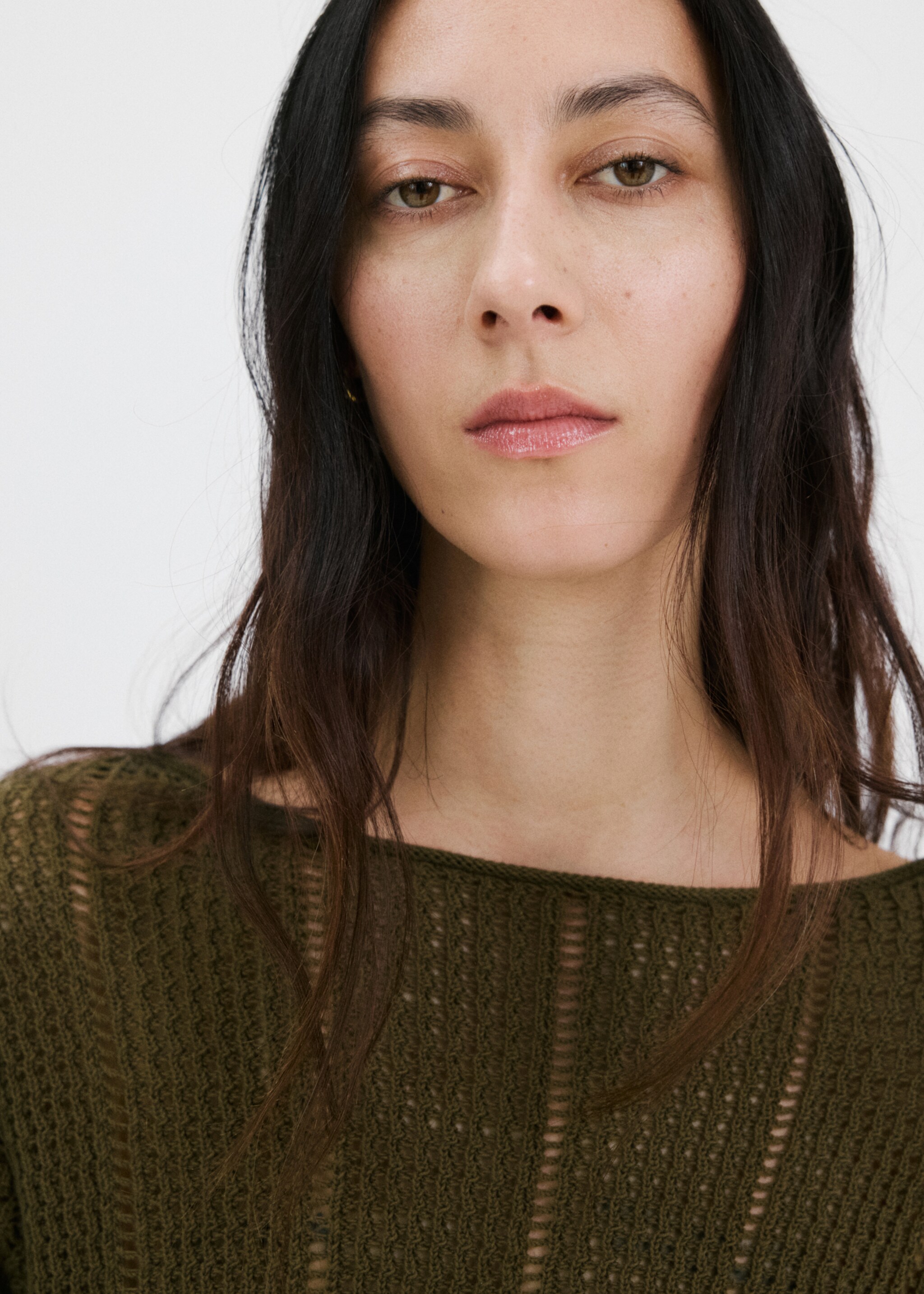 Gebreide ribtrui - Detail van het artikel 1, Kaki. Ref: 27045834-00.