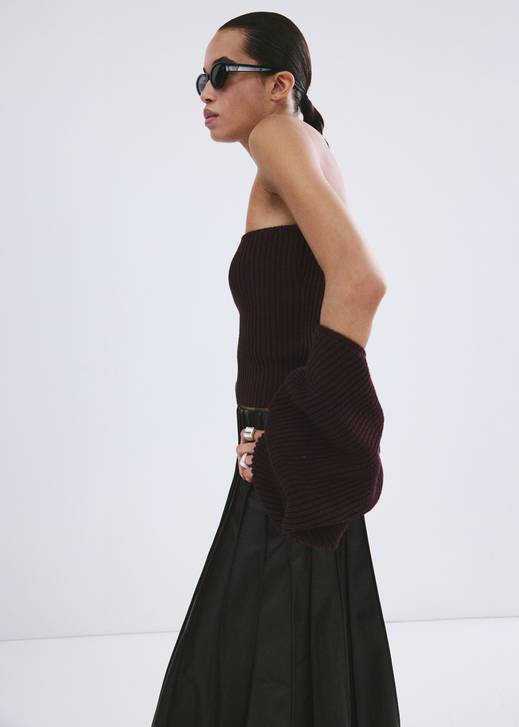 Cárdigan punto mangas abullonadas - Detalle del artículo 2, Ciruela. Ref: 27045841-00.