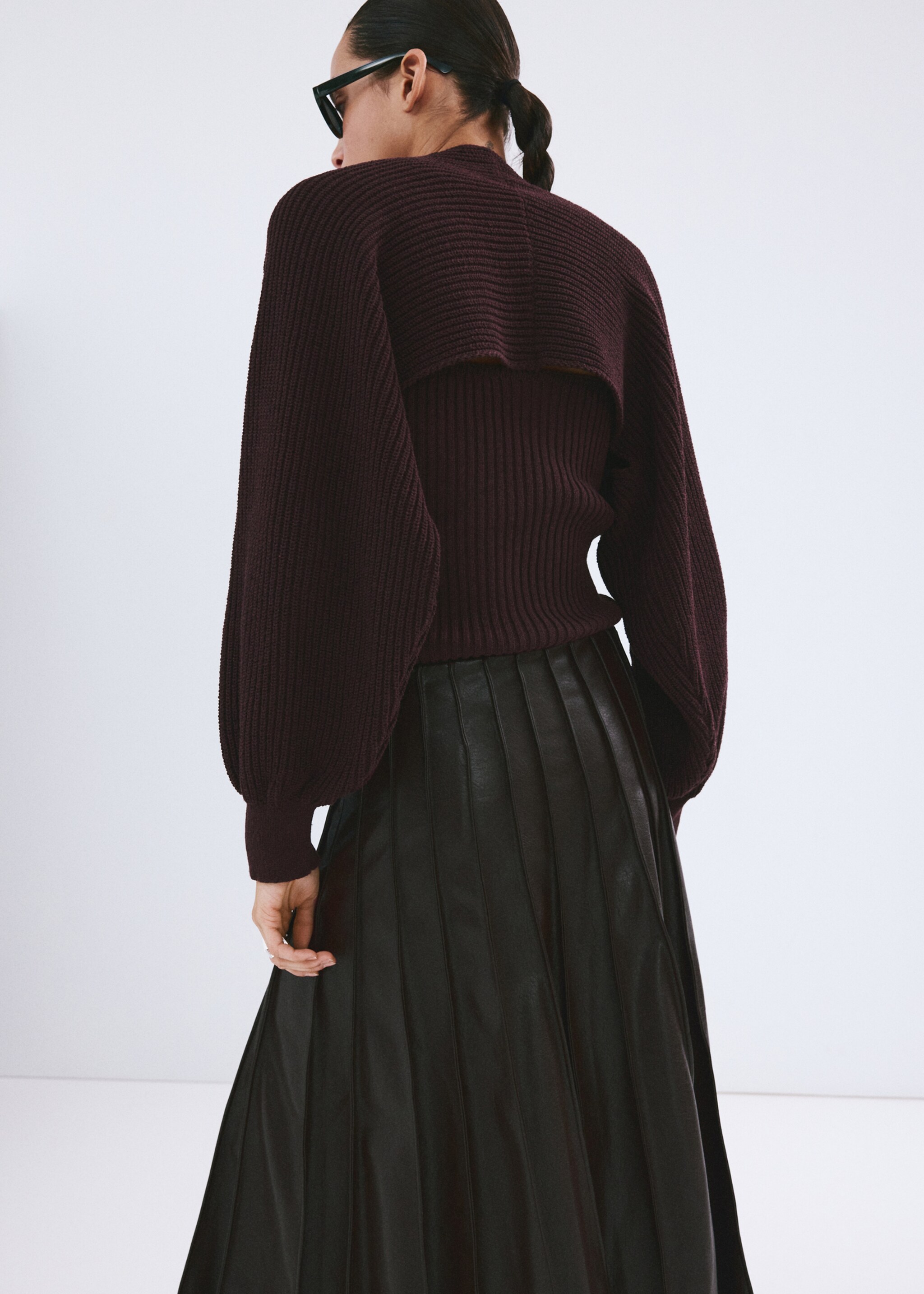 Cárdigan punto mangas abullonadas - Reverso del artículo, Ciruela. Ref: 27045841-00.