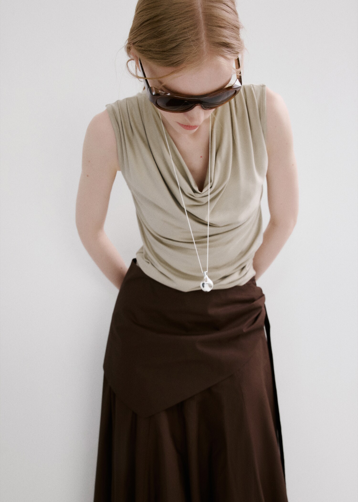 Draped fitted t-shirt - Medium plane