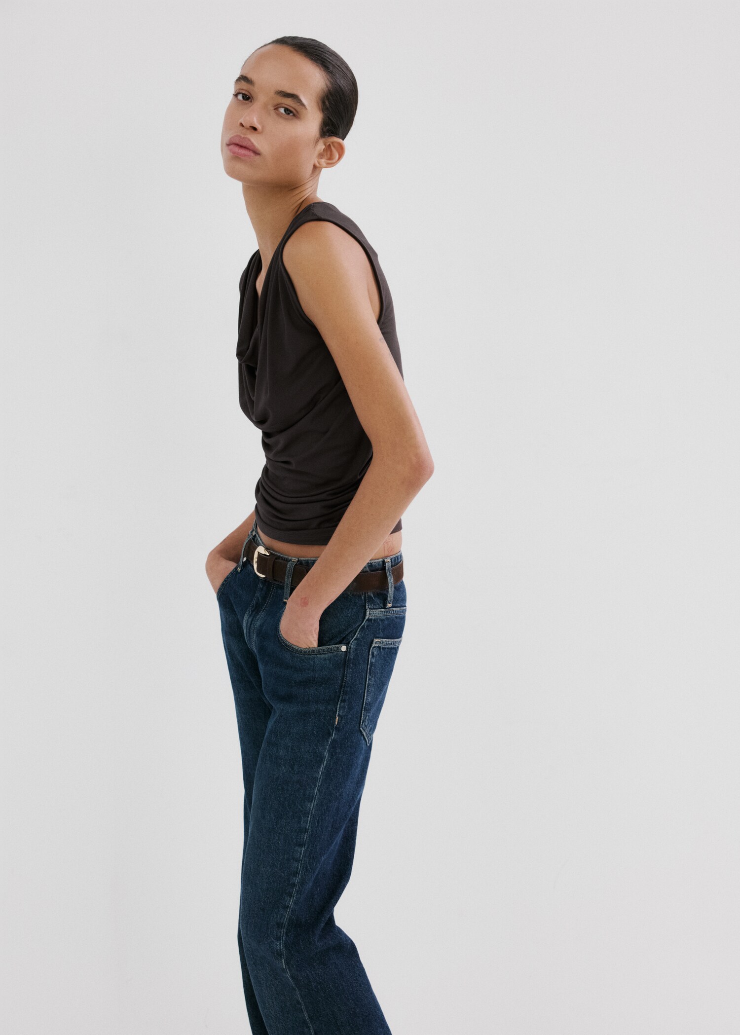 Draped fitted t-shirt - Medium plane