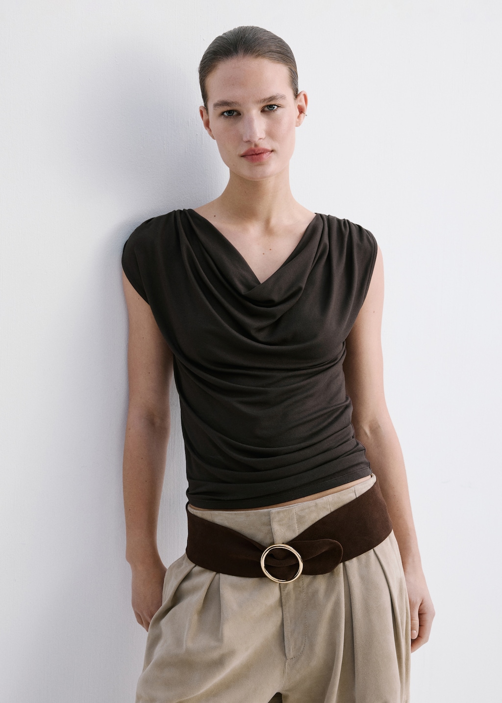 Mango Draped fitted t-shirt