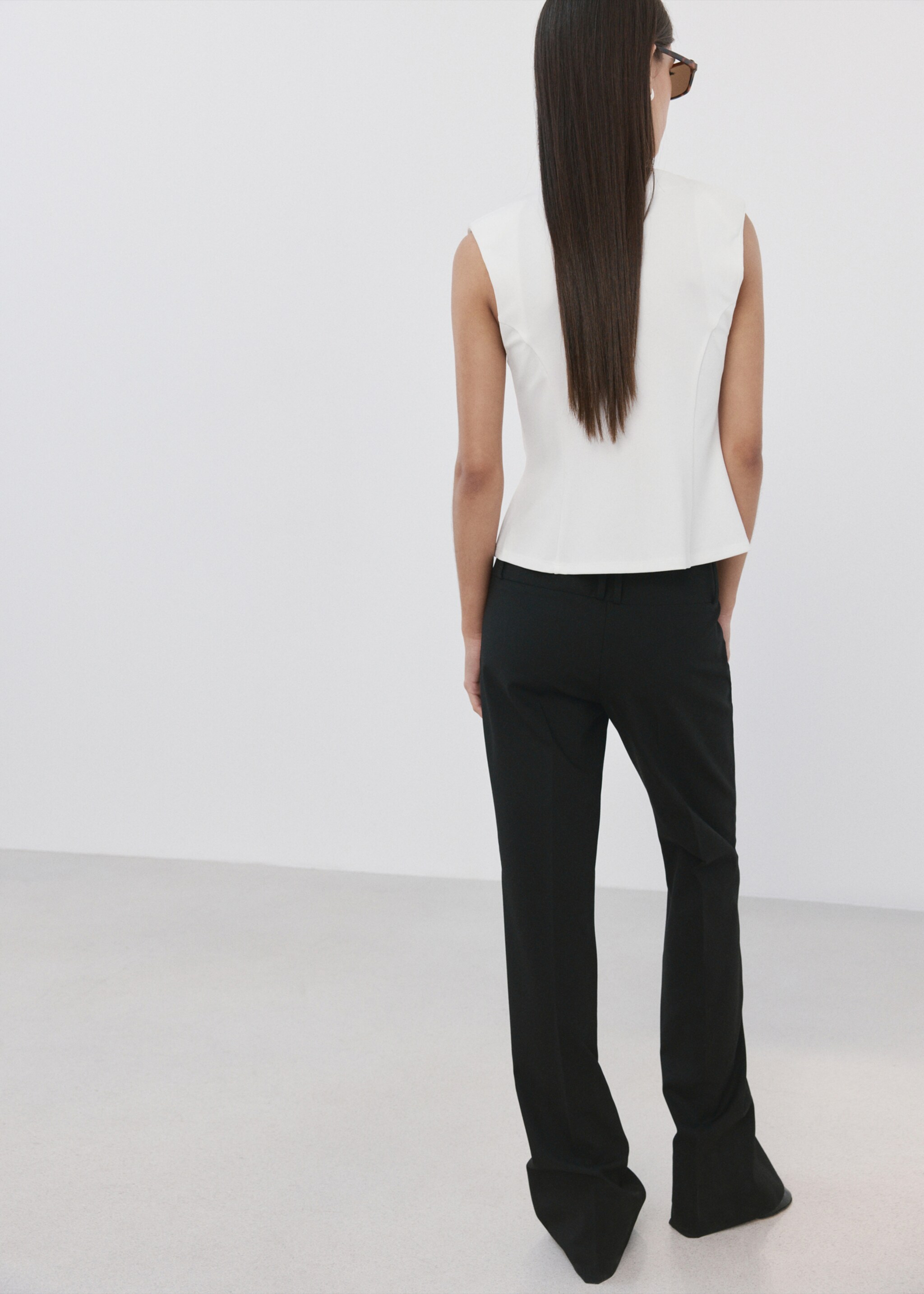 Camiseta peplum hombreras - Reverso del artículo, Blanco roto. Ref: 27045844-00.