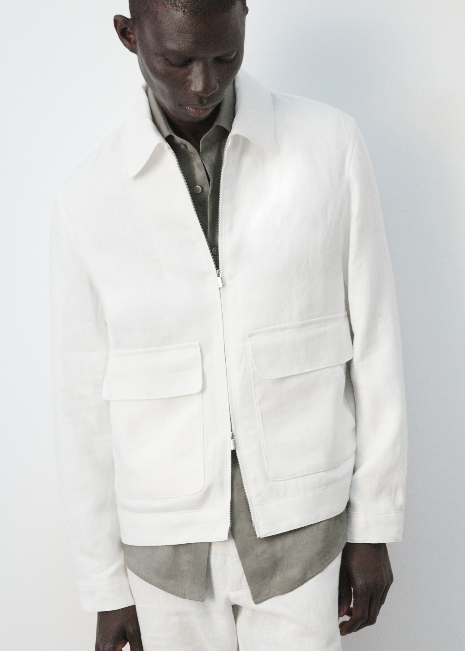 100% linen jacket with pockets - Details of the article 1