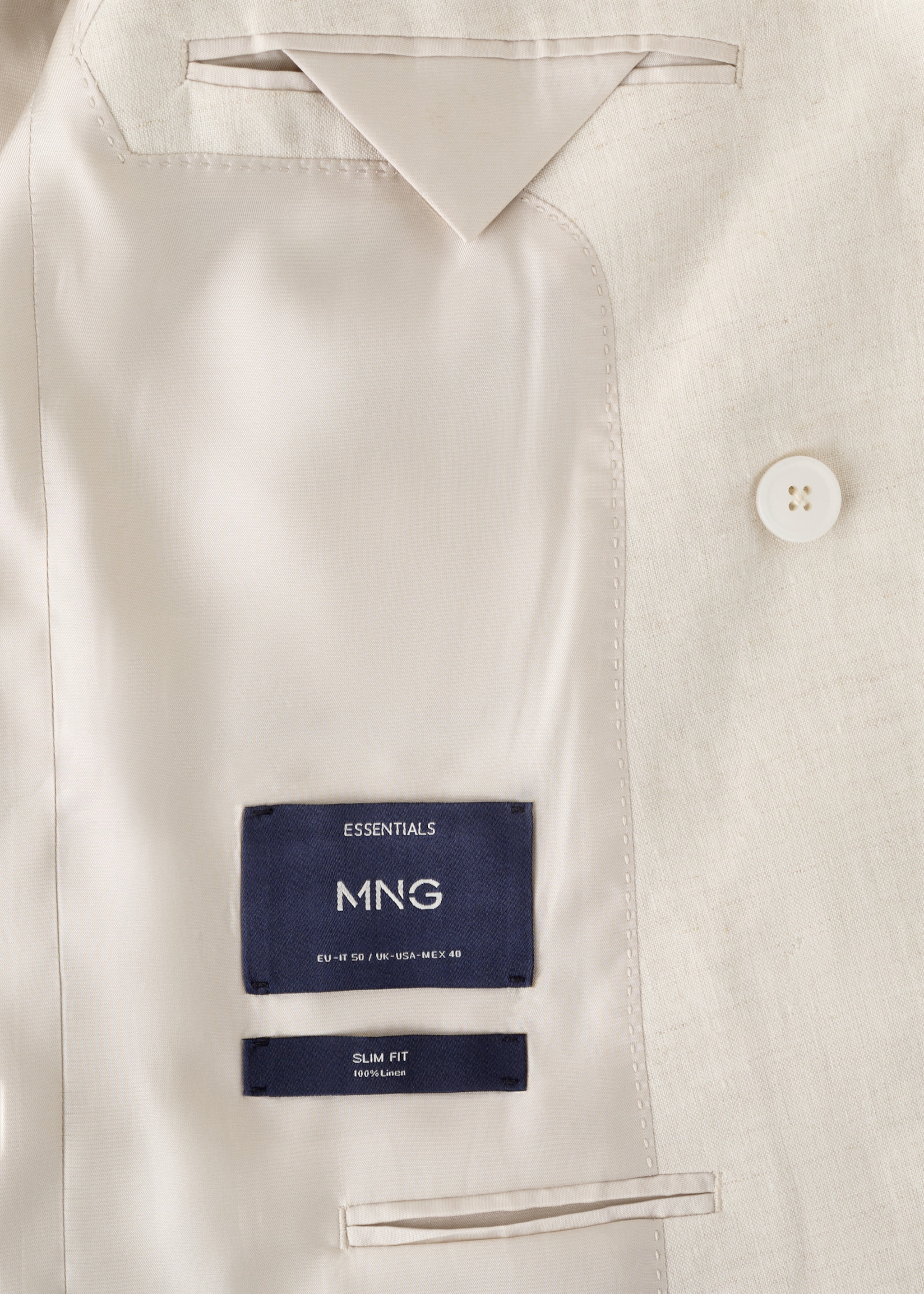 Двубортный костюмный пиджак slim fit Amalfi 100% лен - Деталь изделия 0, Экрю. Ref: 27045931-00.