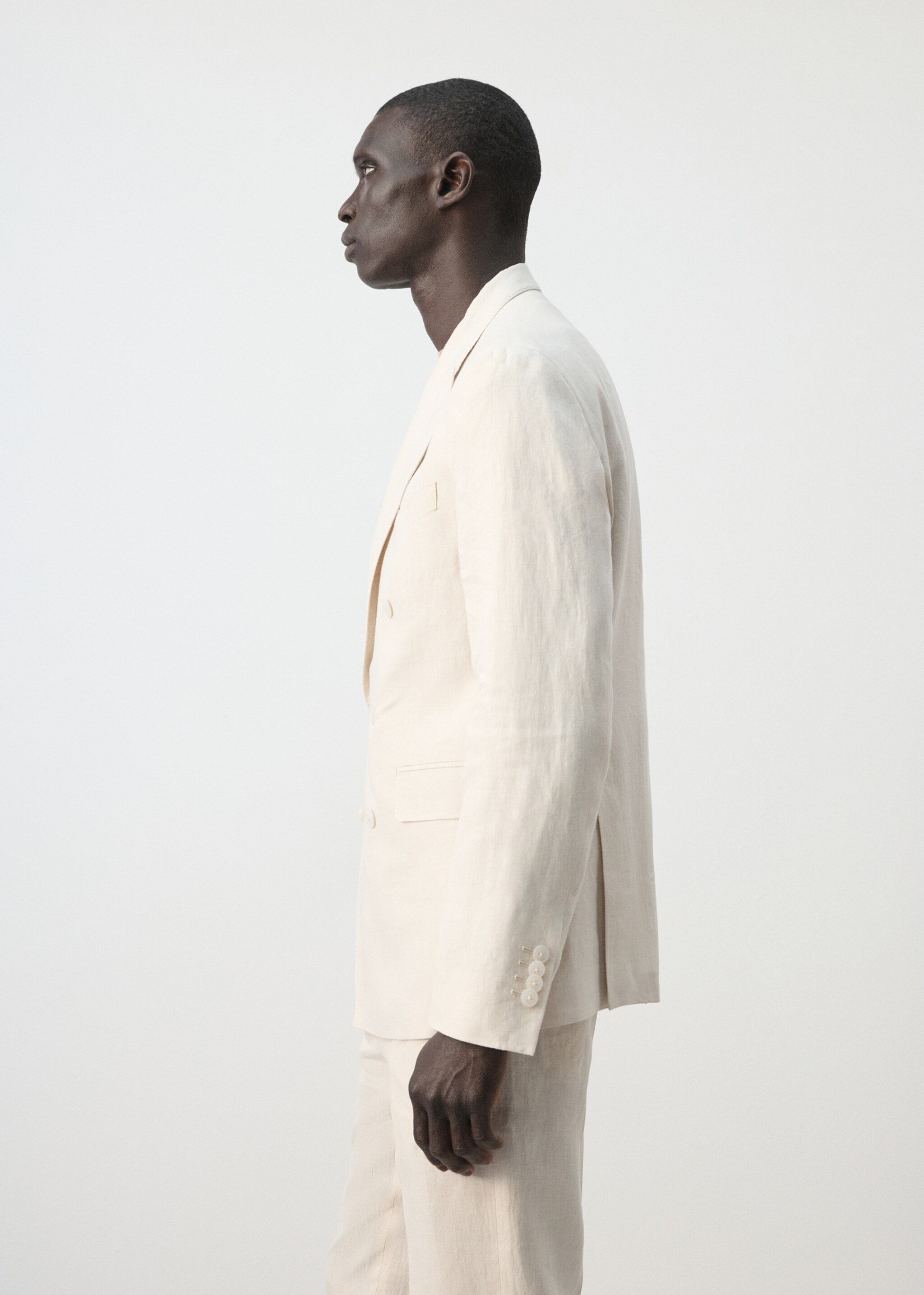 Americana traje Amalfi cruzada 100% lino slim fit - Detalle del artículo 2, Crudo. Ref: 27045931-00.