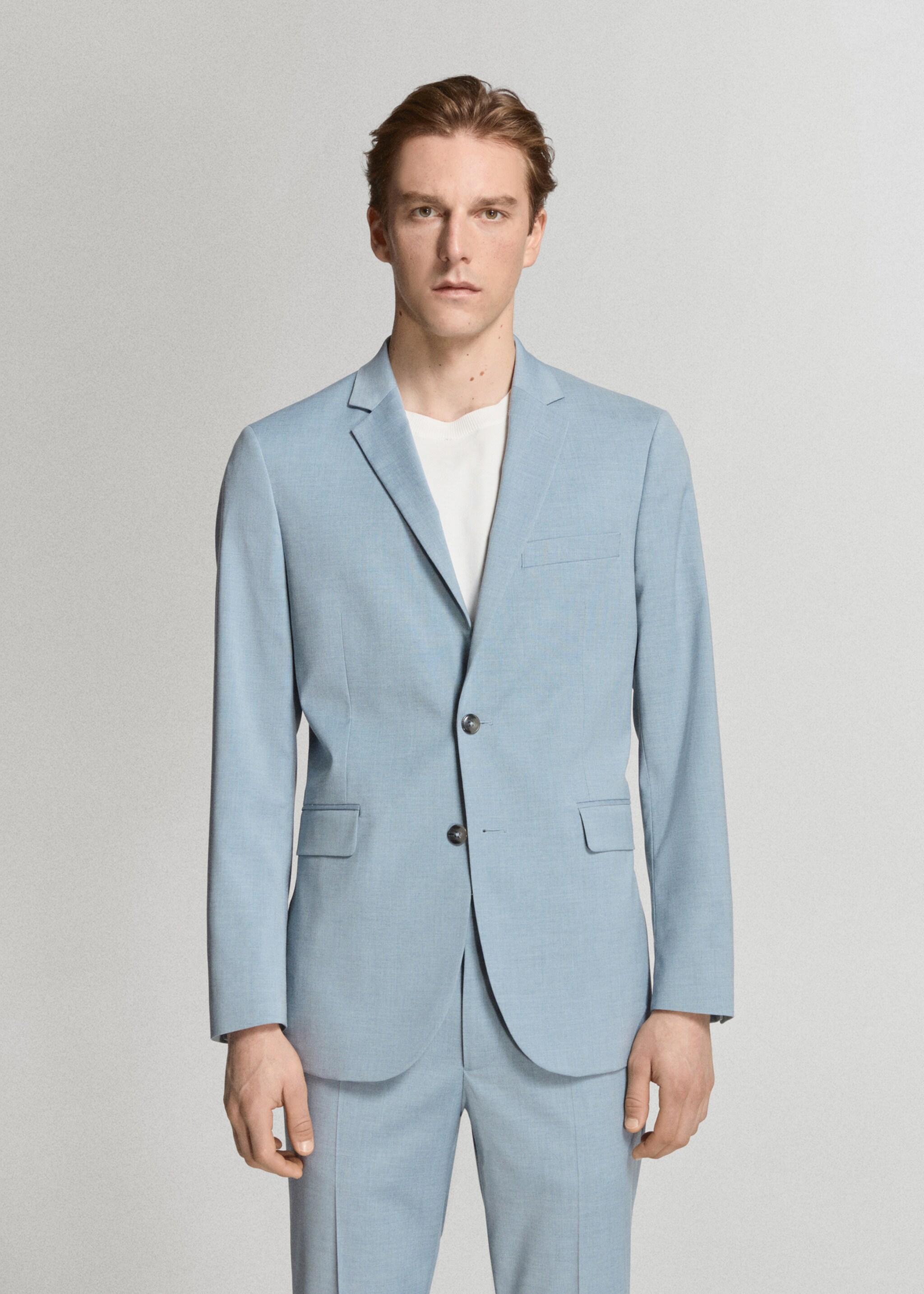 Super slim-fit blazer van stretchstof - Middenvlak, Hemelsblauw. Ref: 27045933-00.