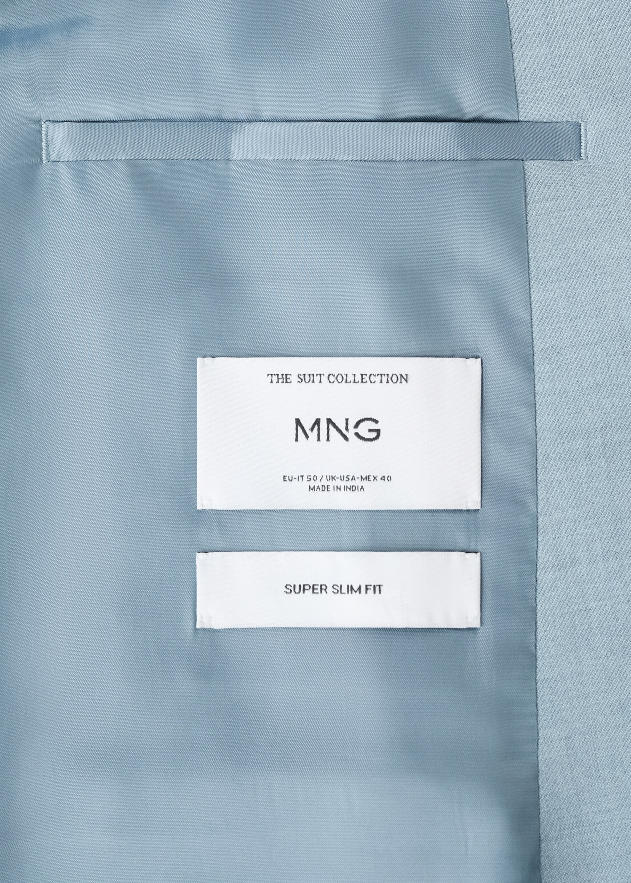 بليزر بدلة سليم فيت بقماش مرن - تفاصيل المنتج 0, أزرق سماوي. Ref: 27045933-00.