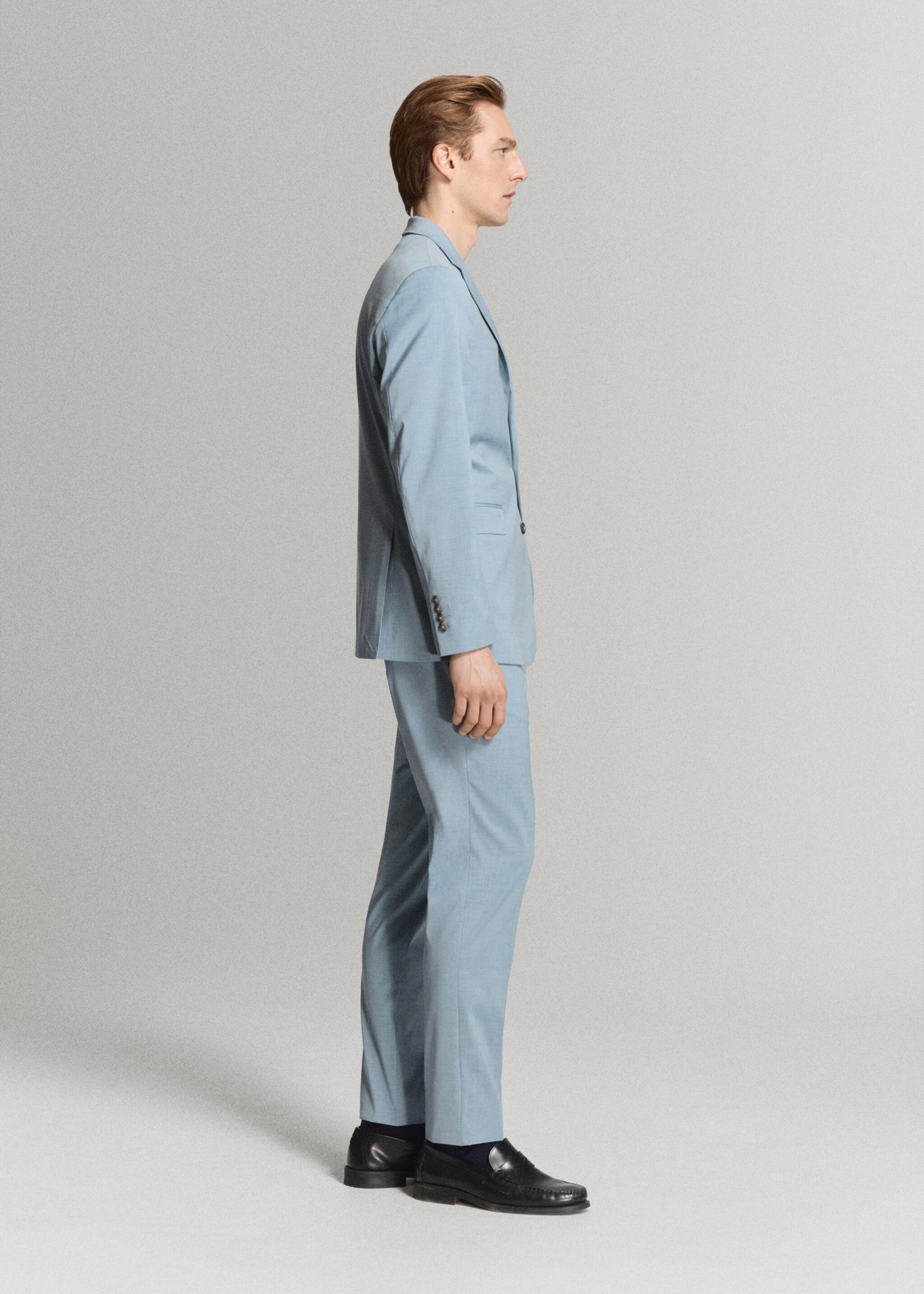 Super slim-fit blazer van stretchstof - Detail van het artikel 2, Hemelsblauw. Ref: 27045933-00.