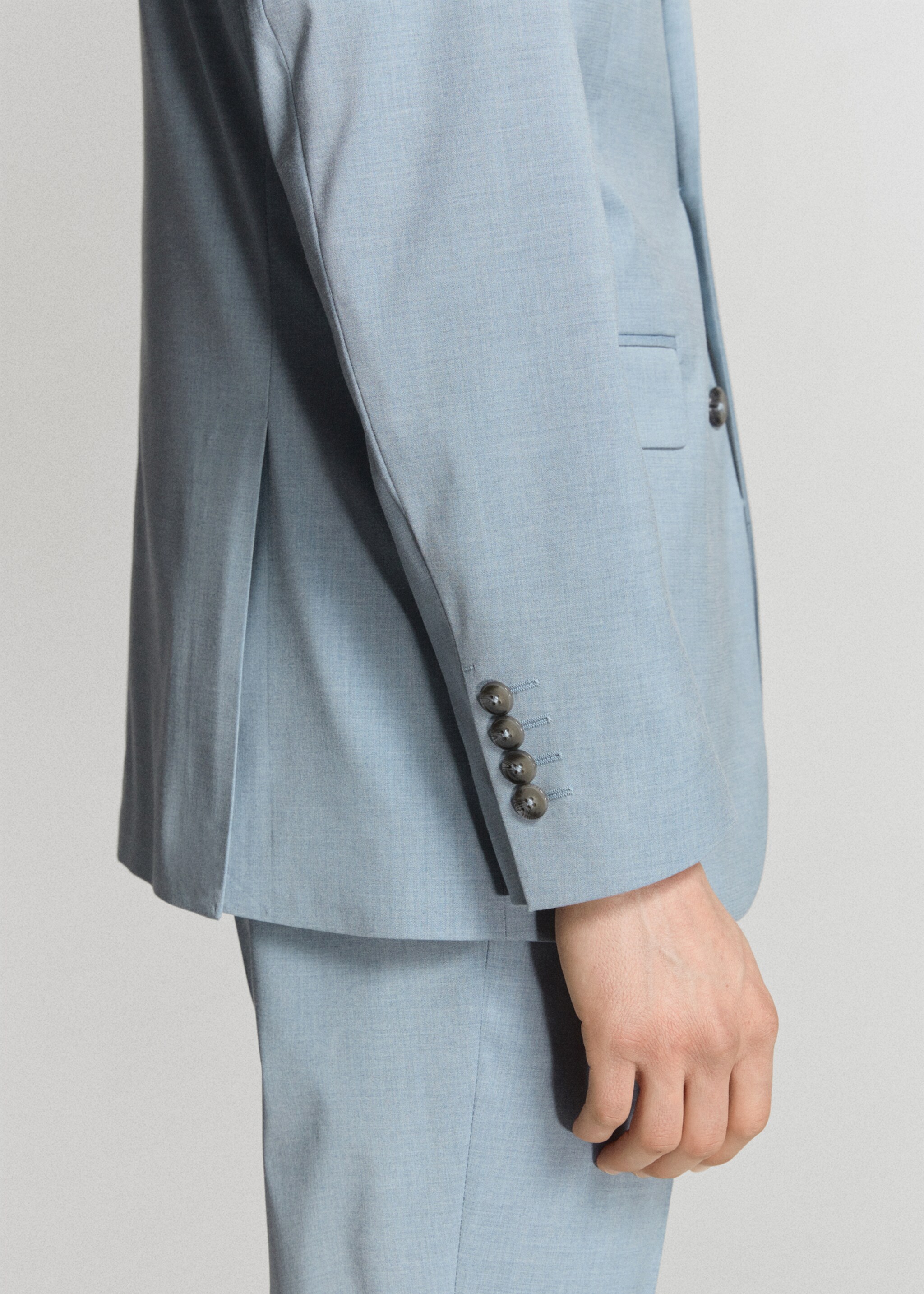 Super slim-fit blazer van stretchstof - Detail van het artikel 6, Hemelsblauw. Ref: 27045933-00.