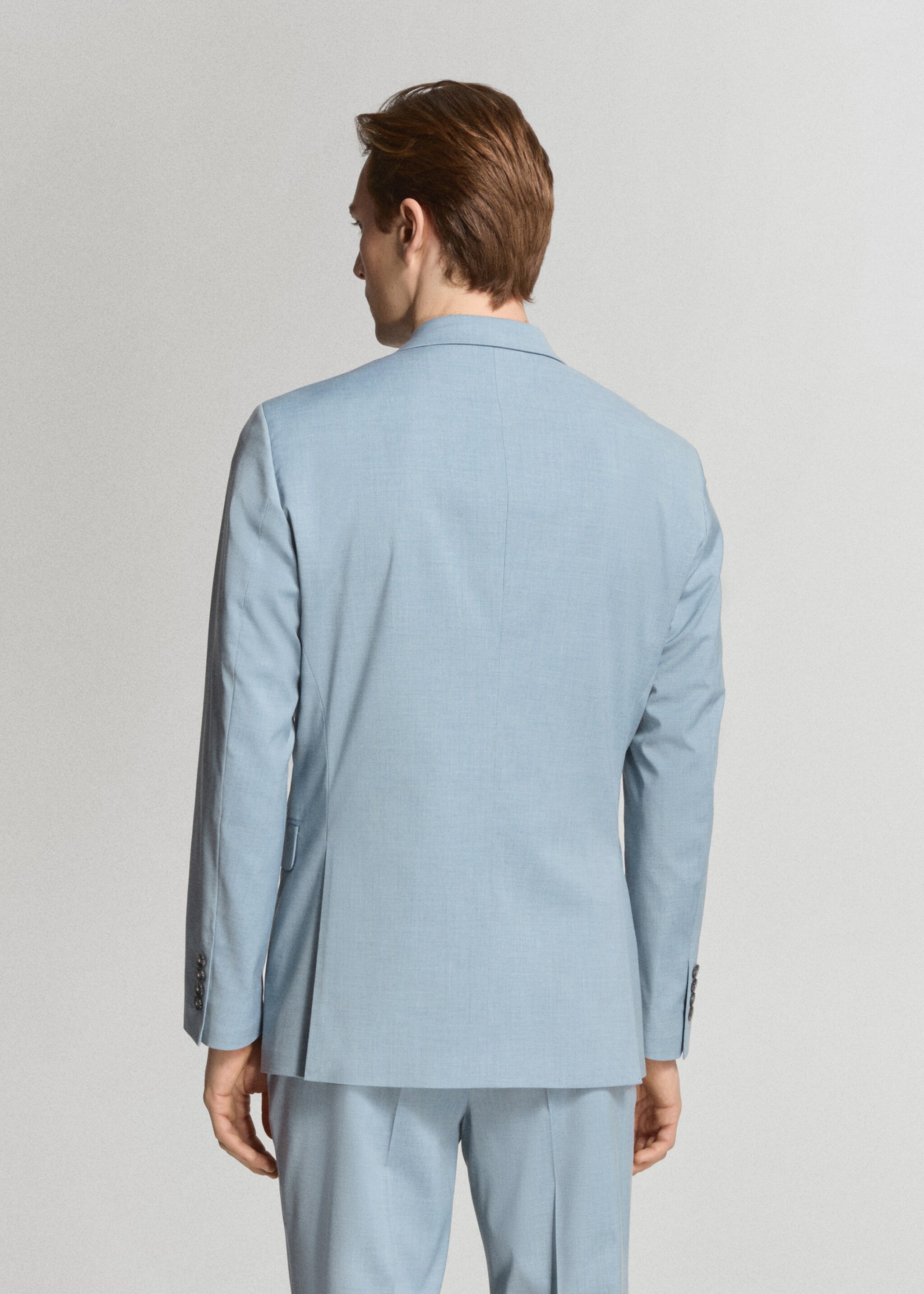 Super slim-fit blazer van stretchstof - Achterkant van het artikel, Hemelsblauw. Ref: 27045933-00.