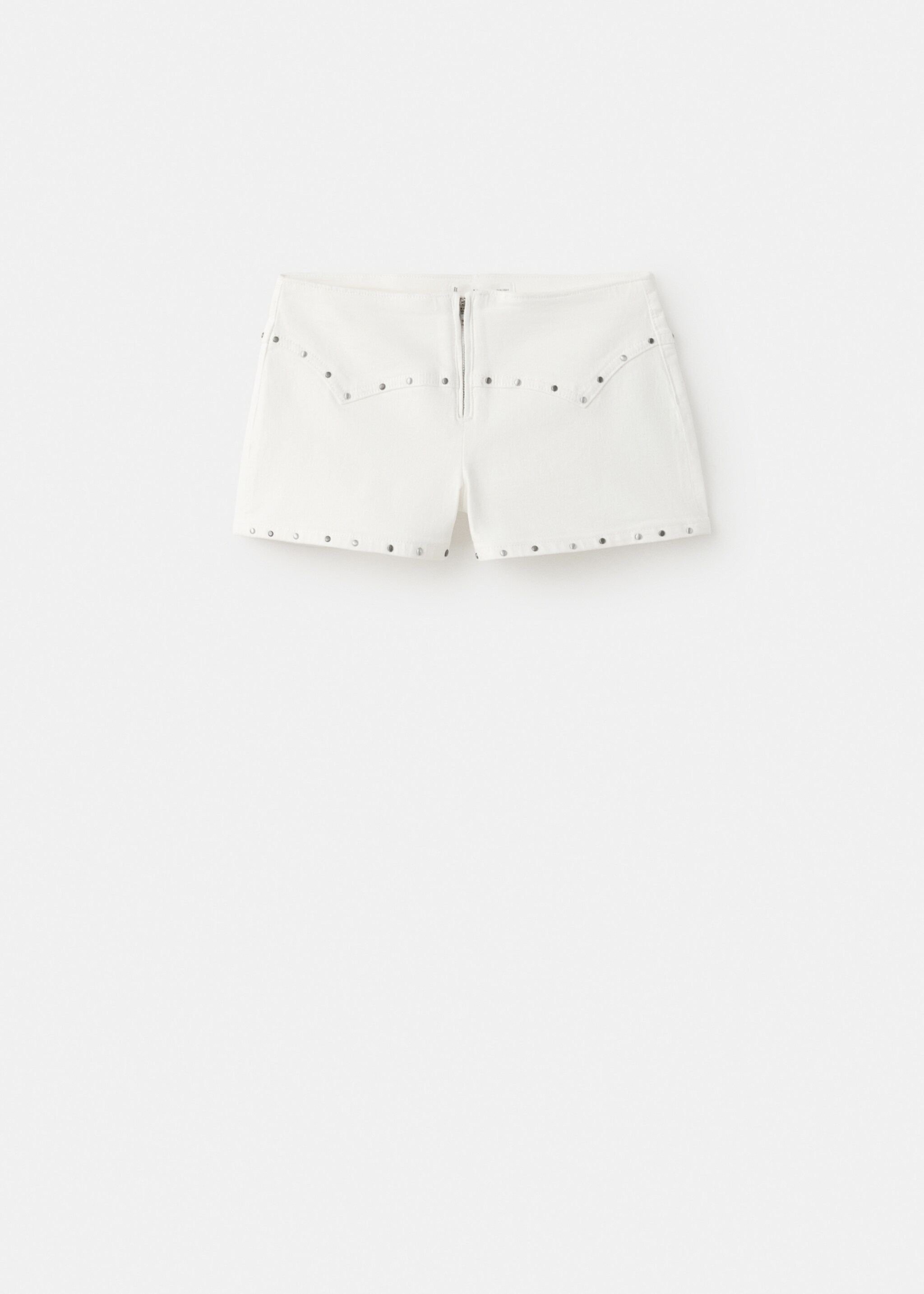 Mini-Shorts mit Nieten - Artikel ohne Model, Cremeweiß. Ref: 27045937-00.