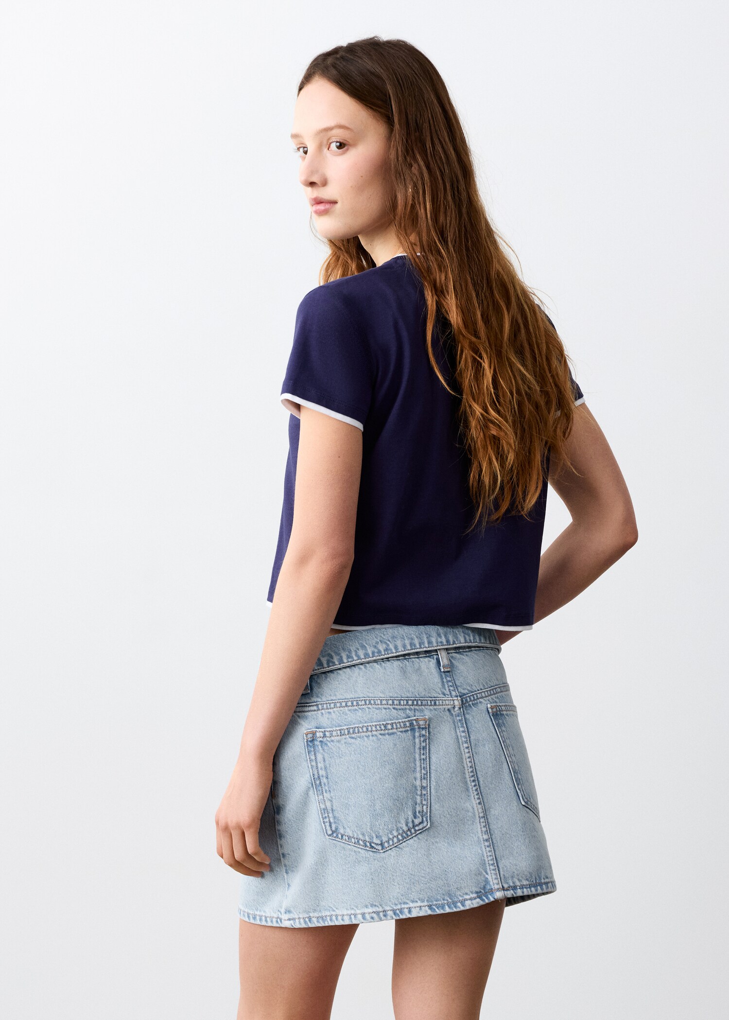 Denim skirt with turn-up detail - Reverse of the article