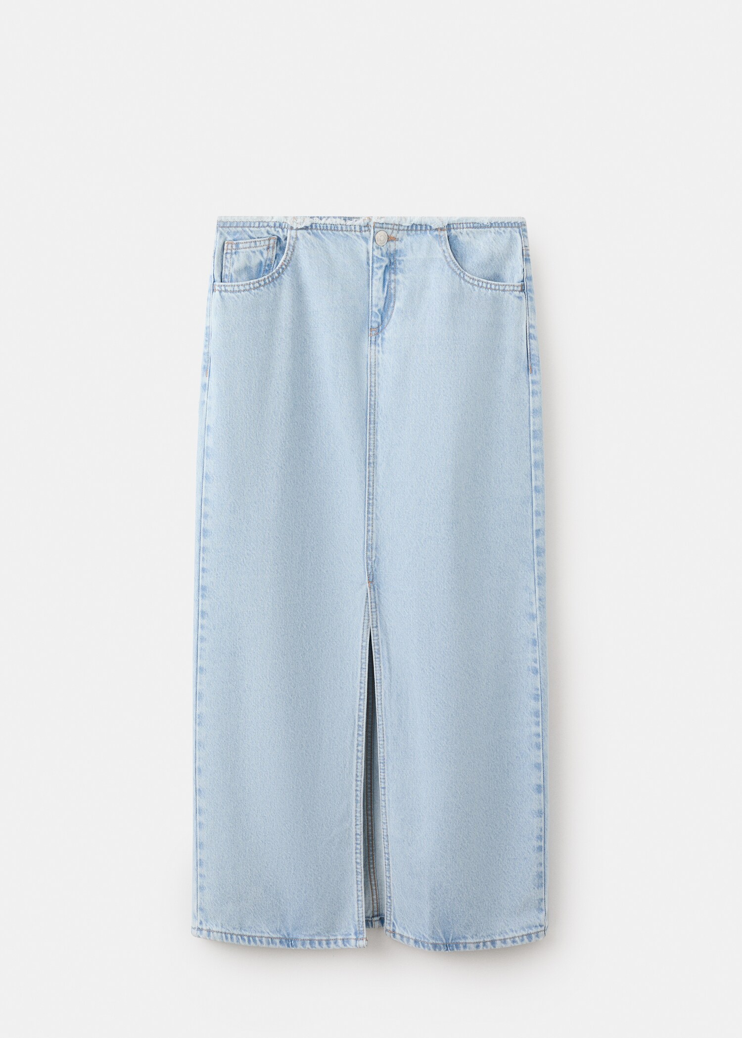 허리 부분이 해진 긴 데님 스커트 - 모델 없는 상품